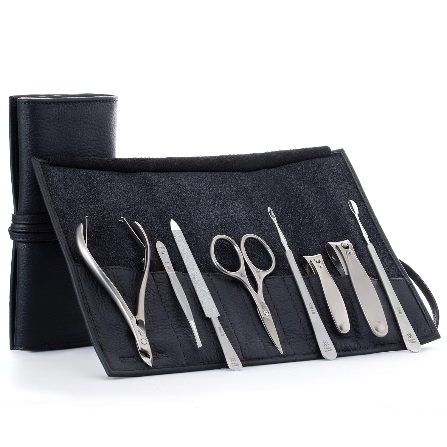 GERMANIKURE 4pc Manicure Nail Care Kit, Solingen Germany, Yellow Suede Roll