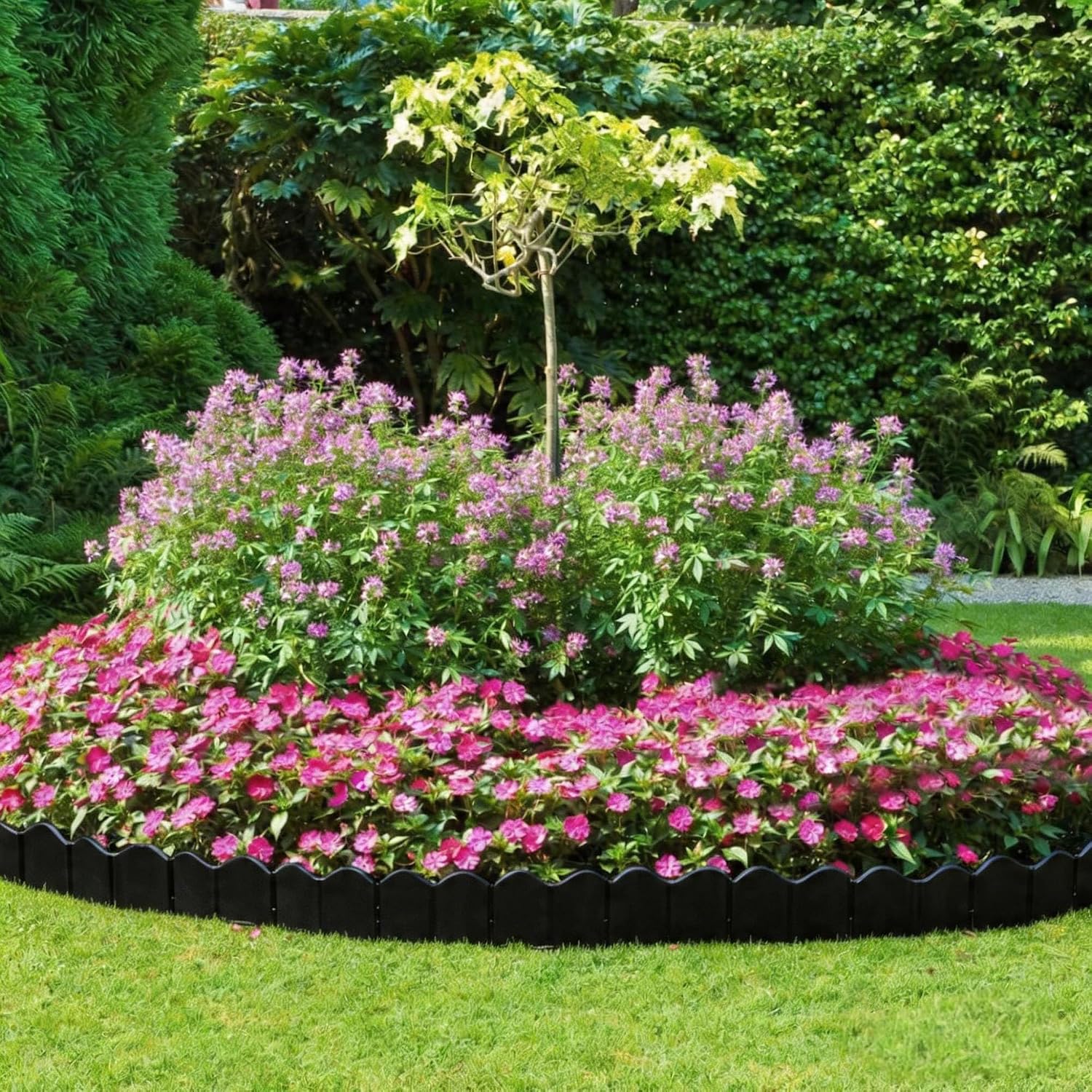 Orgrimmar Garden Edging Kit 40PCS Pound-in Interlocking Black(20”x5.3”)