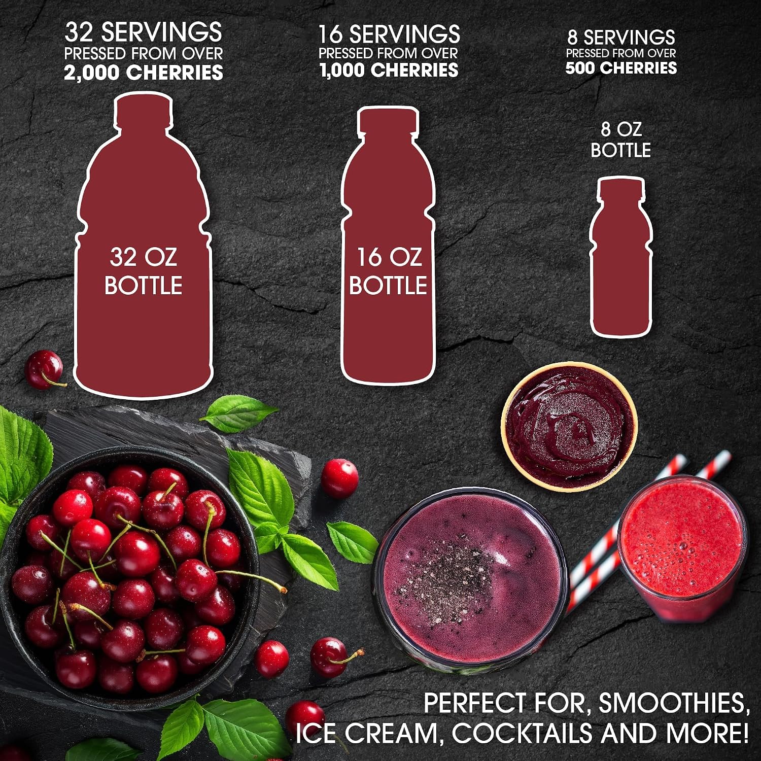 Cherry Bay Orchards Tart Cherry Concentrate - All Natural Juice to Promote Healthy Sleep, 16oz Bottle - Gluten Free, Natural Antioxidants, No Added Sugar or Preservatives