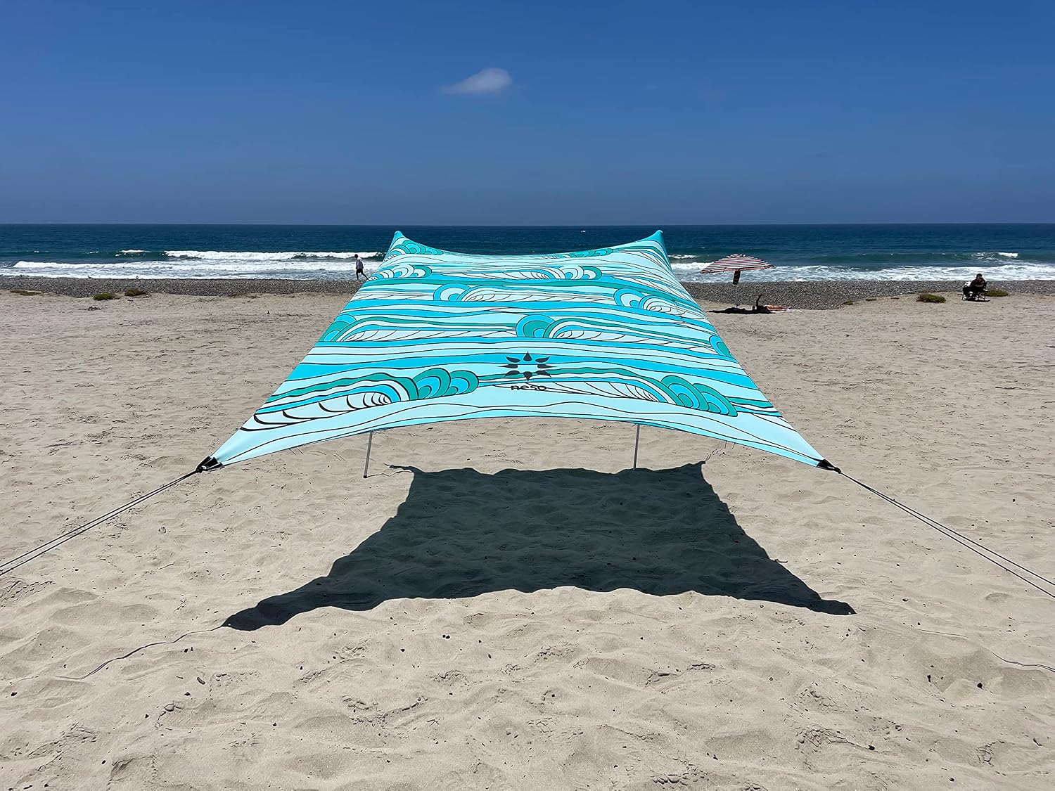 Neso Portable Beach Tent Sun Shelter with Sand Anchor - Lightweight Beach Shade Canopy - Easy Setup for Family Outings - Patented Reinforced Corners - UPF 50+ Sun Protection - 7 x 7ft - White