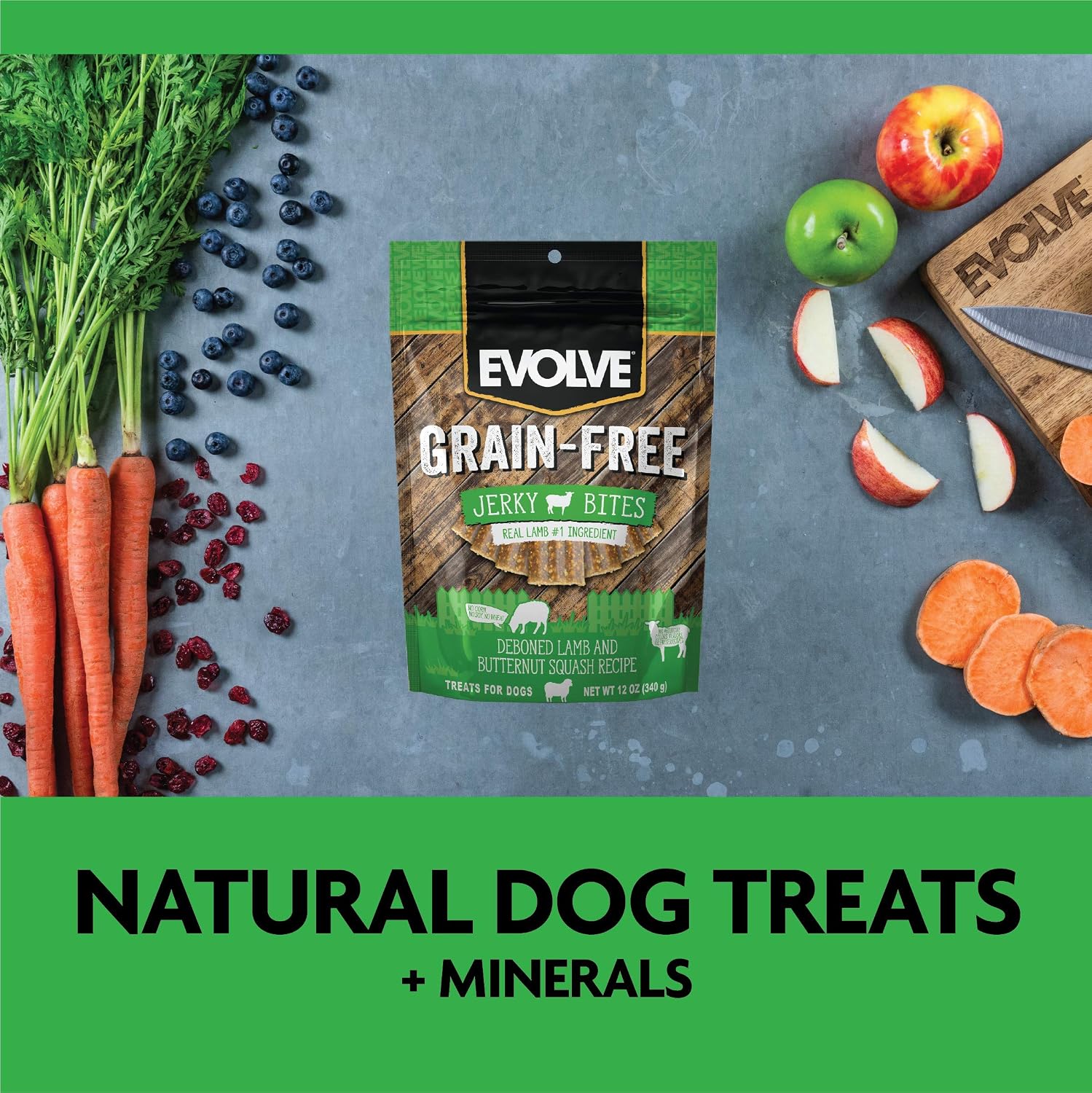 Evolve Grain Free Salmon and Sweet Potato Jerky Bites Dog Treats