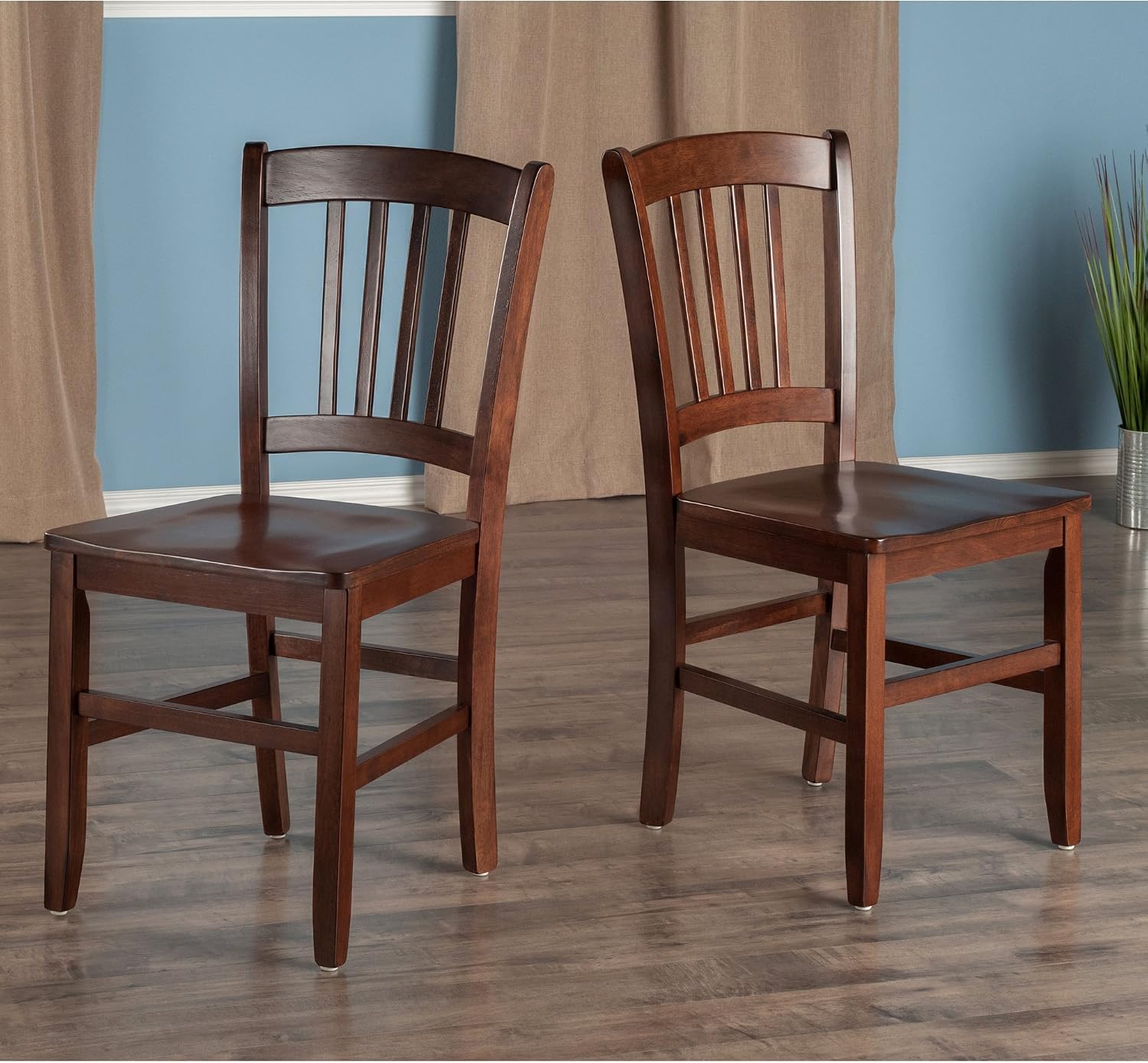 Winsome Madison Seating, Walnut Medium | Classic Backed Kitchen & Dining Room Chairs, Simple & Elegant Home Seating Solution, Great for Office