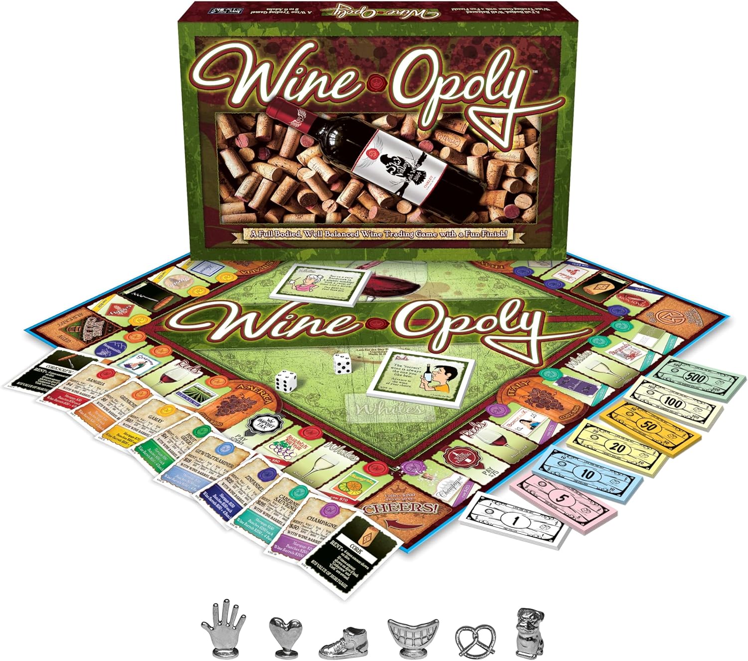 Late for the Sky Wine-Opoly Board Game – Wine Lovers Party and Family Strategy, Property Trading Fun for Adults and Teens, 2–6 Players