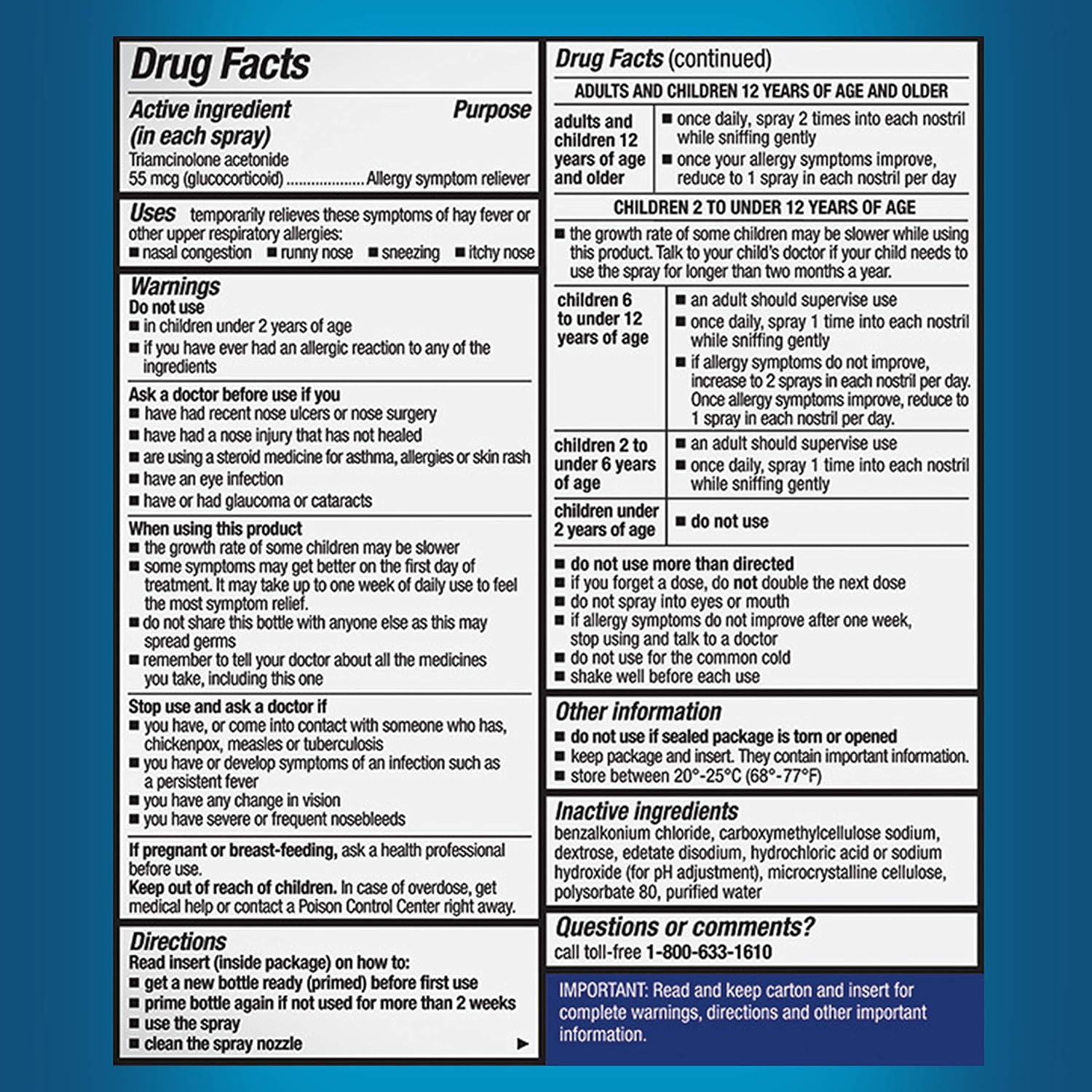 Nasacort 24HR Allergy Nasal Spray for Adults, Non-drowsy & Alcohol Free, 150 Spray Pack