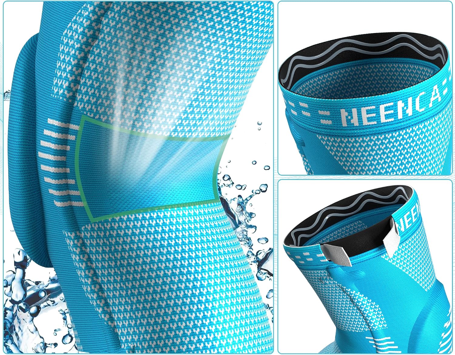 NEENCA Knee Braces for Knee Pain Relief, Compression Knee Sleeves with Patella Gel Pad & Side Stabilizers, Knee Support for Weightlifting, Running