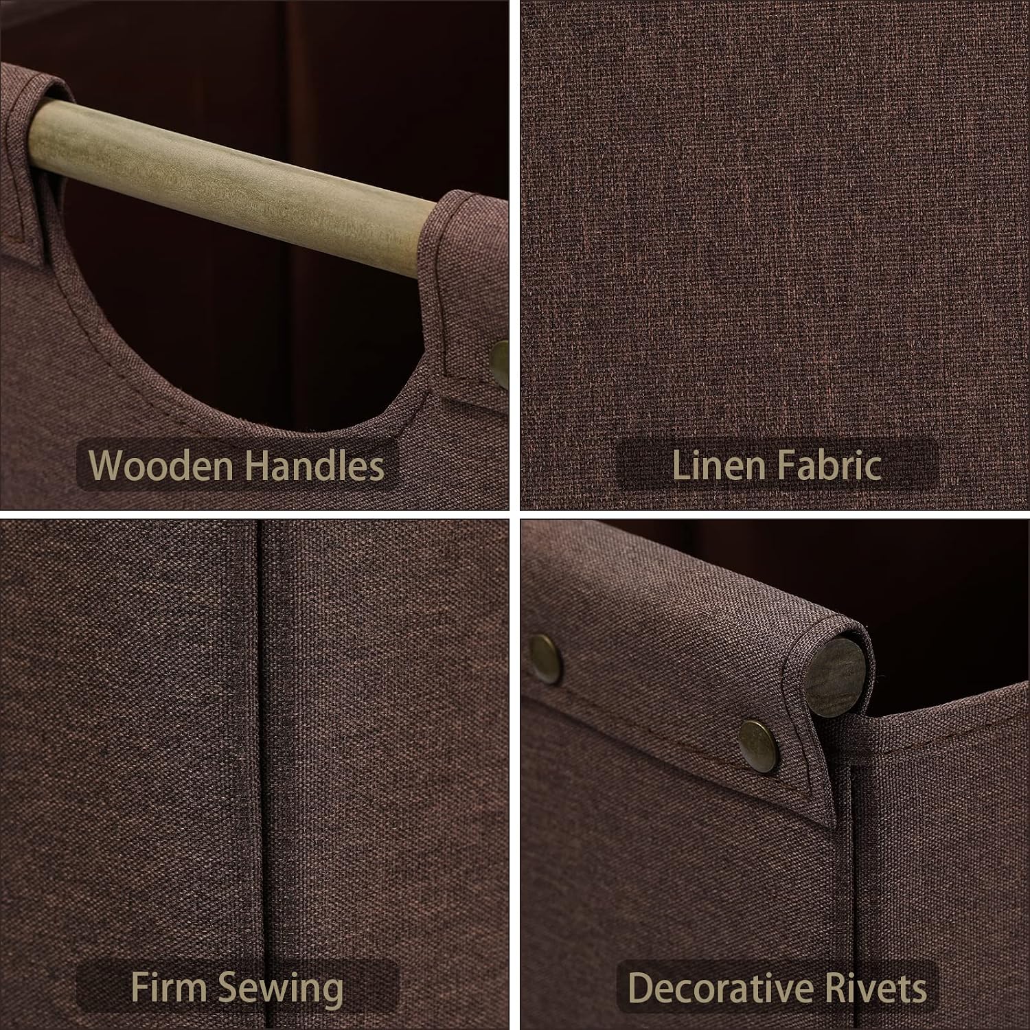 HOONEX Collapsible Storage Bins, 13x13x13 Inches Storage Cubes Linen Fabric, 3 Pack