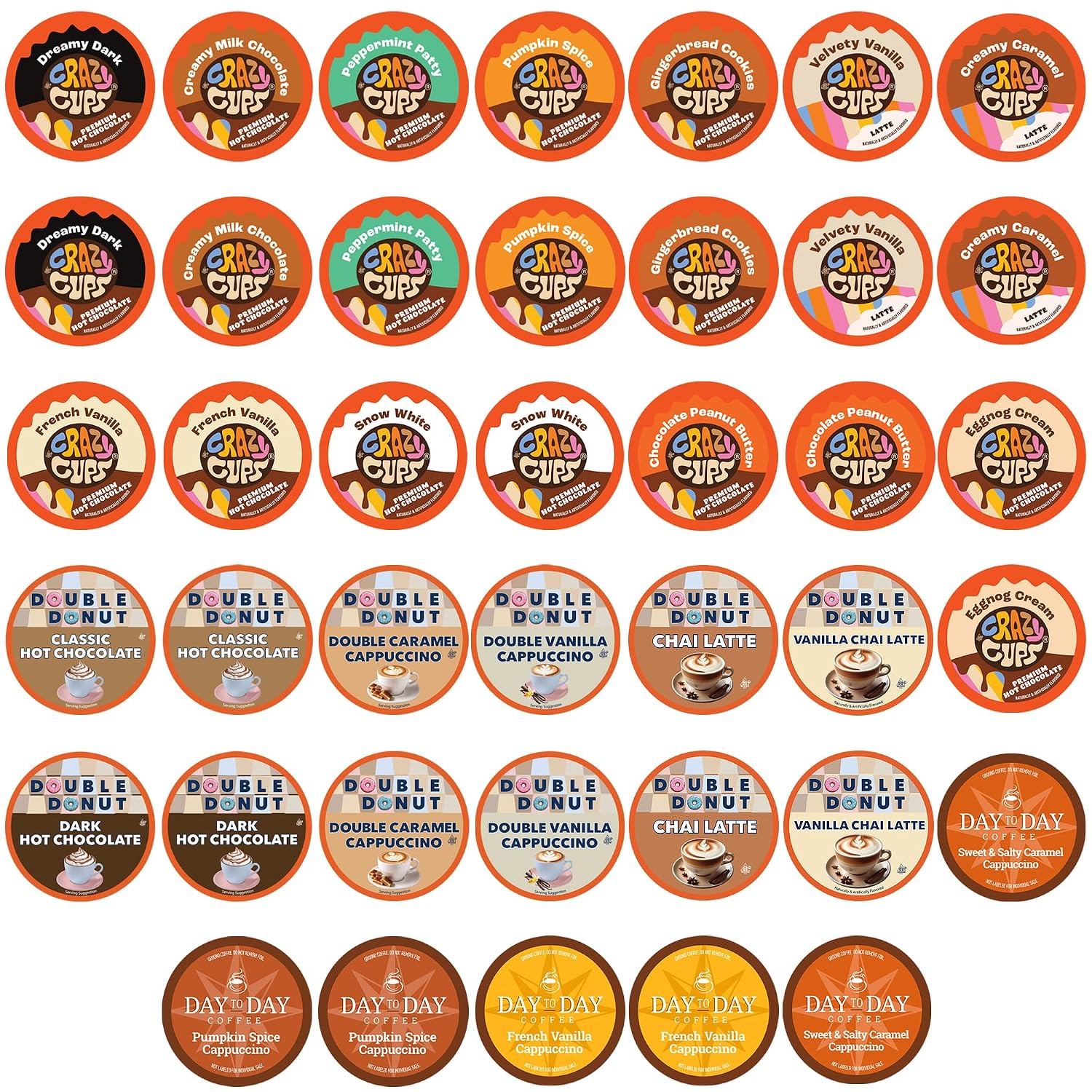 Perfect Samplers Coffee, Tea, Cider,Cappuccino For Keurig K Cups Brewers, Mix 40 Count