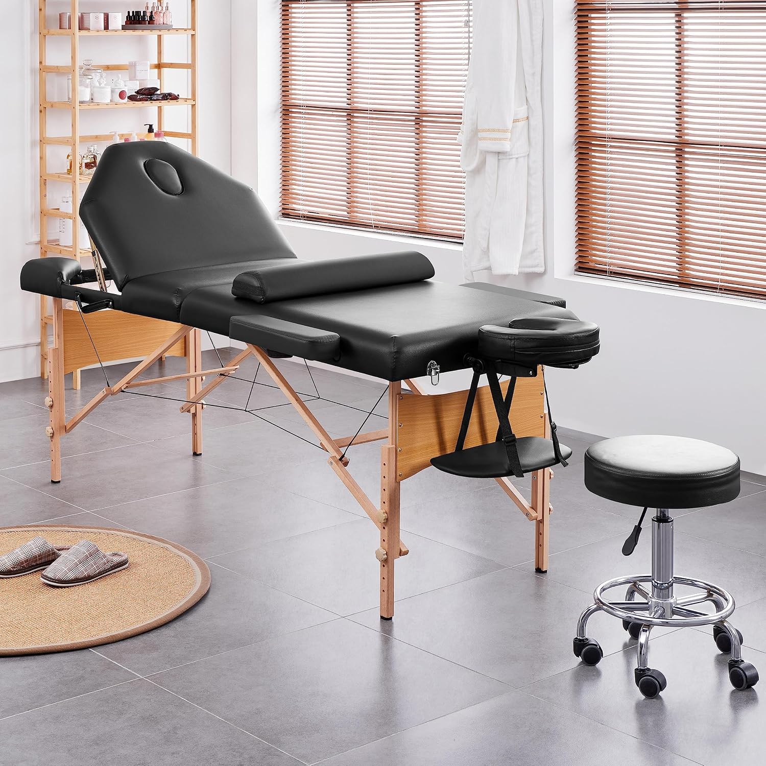 Yaheetech Massage Table Portable Height Adjustable Lash Bed 28in Wide Black
