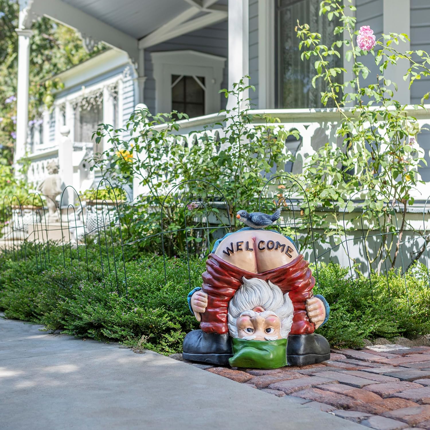 Alpine Corporation 12" Tall Traditional Outdoor Garden Gnome Yard Statue Decoration
