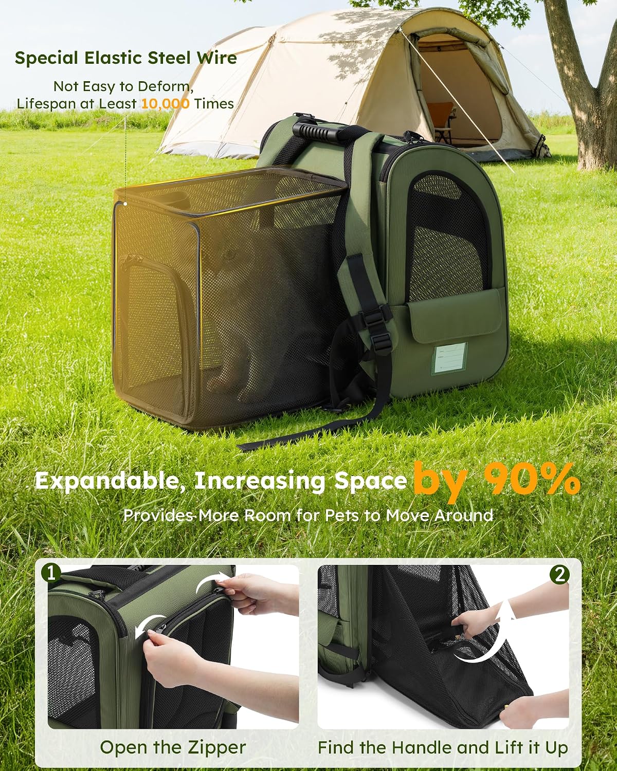 pecute Cat Backpack Expandable, Cat Carrier Backpack with Breathable Window