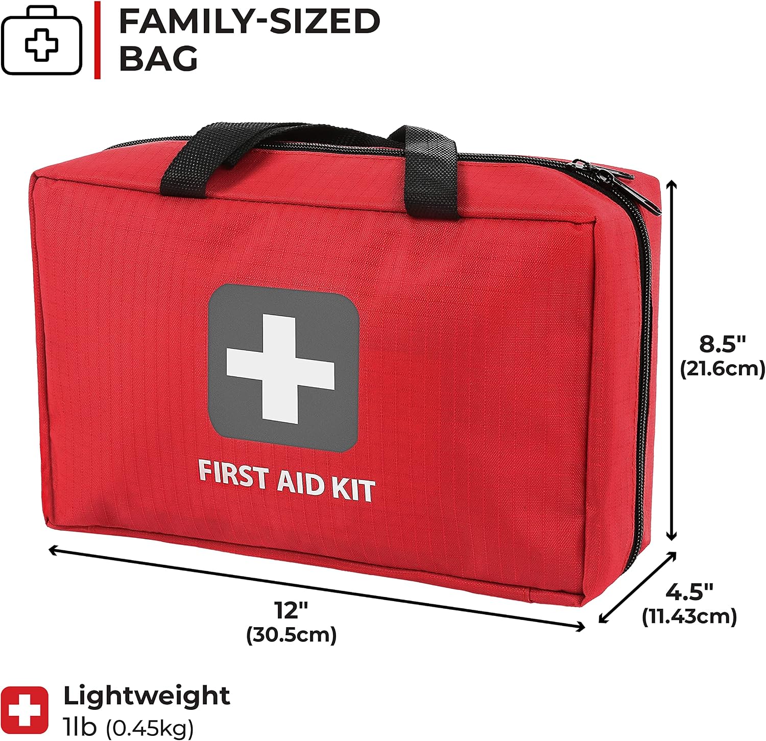 Thrive Mini First Aid Kit - Compact Travel Essentials Pack - Waterproof Camping Essentials Set - Portable Car First Aid Kit & Hiking Supplies Pouch - 66-Piece Set, Red Shell Case