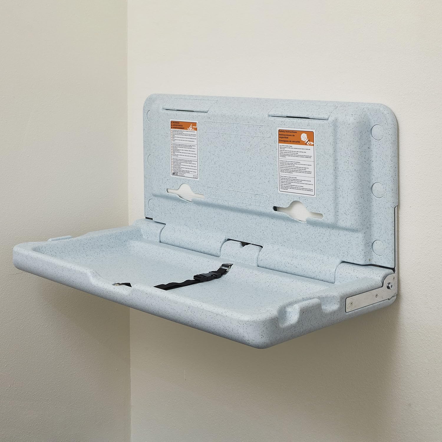 ECR4Kids Horizontal Wall-Mounted Baby Changing Station, Grey Speckled