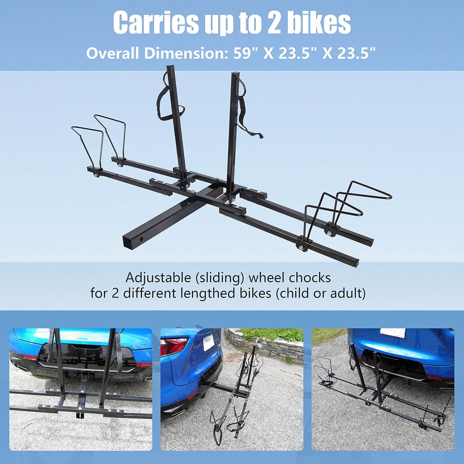 Hitch Mount Bike Rack Carrier Upright 2 Mountain Bike Rack Hitch Carrier 2" Rear for SUV Van Truck Bike Rack