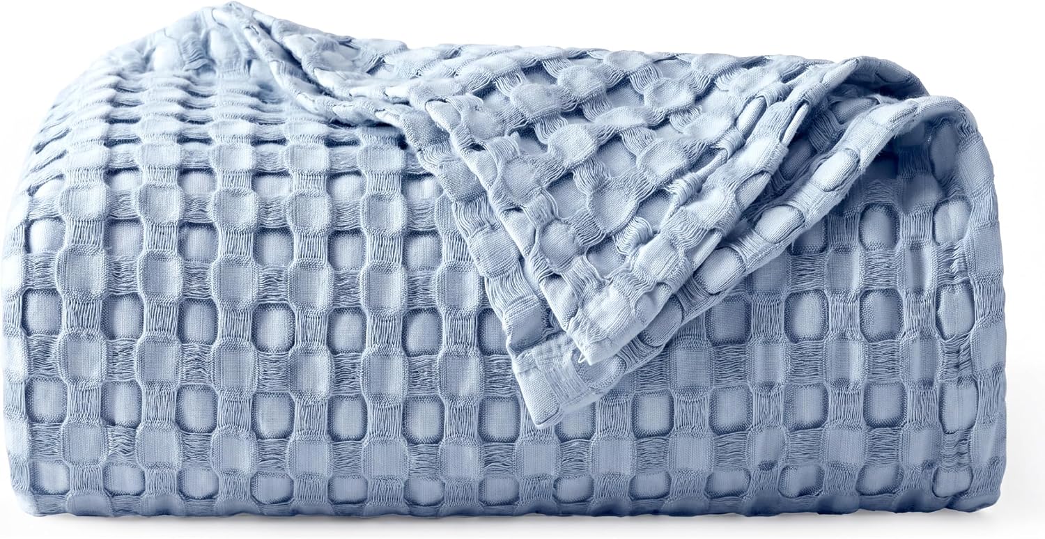 Bedsure Cooling Waffle Blanket for Hot Sleepers, Ivory, Queen, 90"x90"