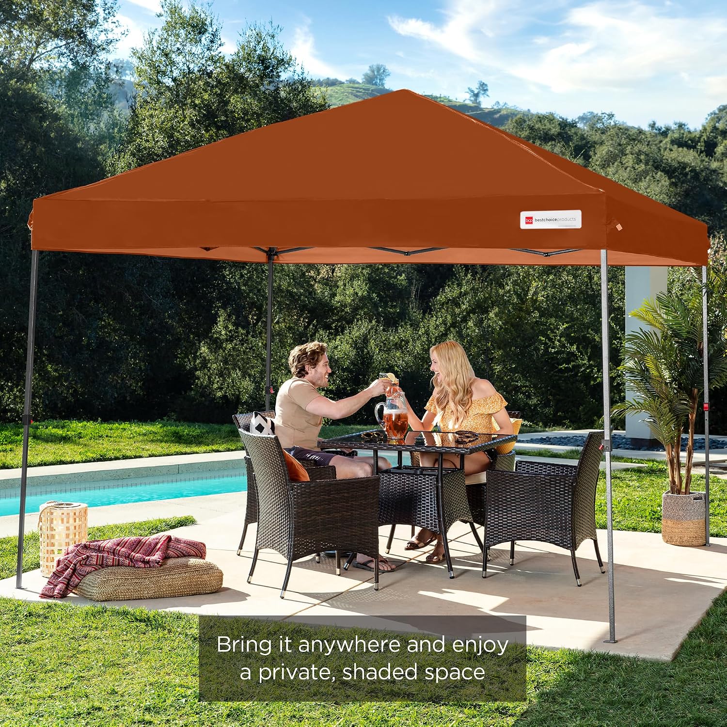 Best Choice Products 10x10ft Pop Up Canopy Tent, Outdoor Shade, 1 Person 1 Minute Set Up, Carry Case, 4 Weight Bags - White