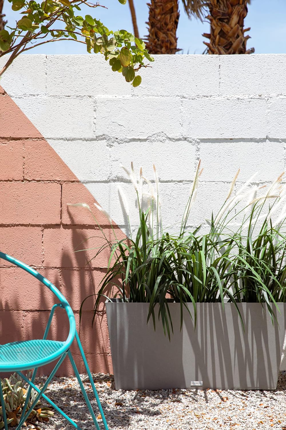 Veradek Pure Series Midori Planter - Wide Outdoor Planter | Made From Durable Plastic With Pre-Drilled Drainage Holes. Modern Porch/Patio Décor for Plants, Flowers and Herbs
