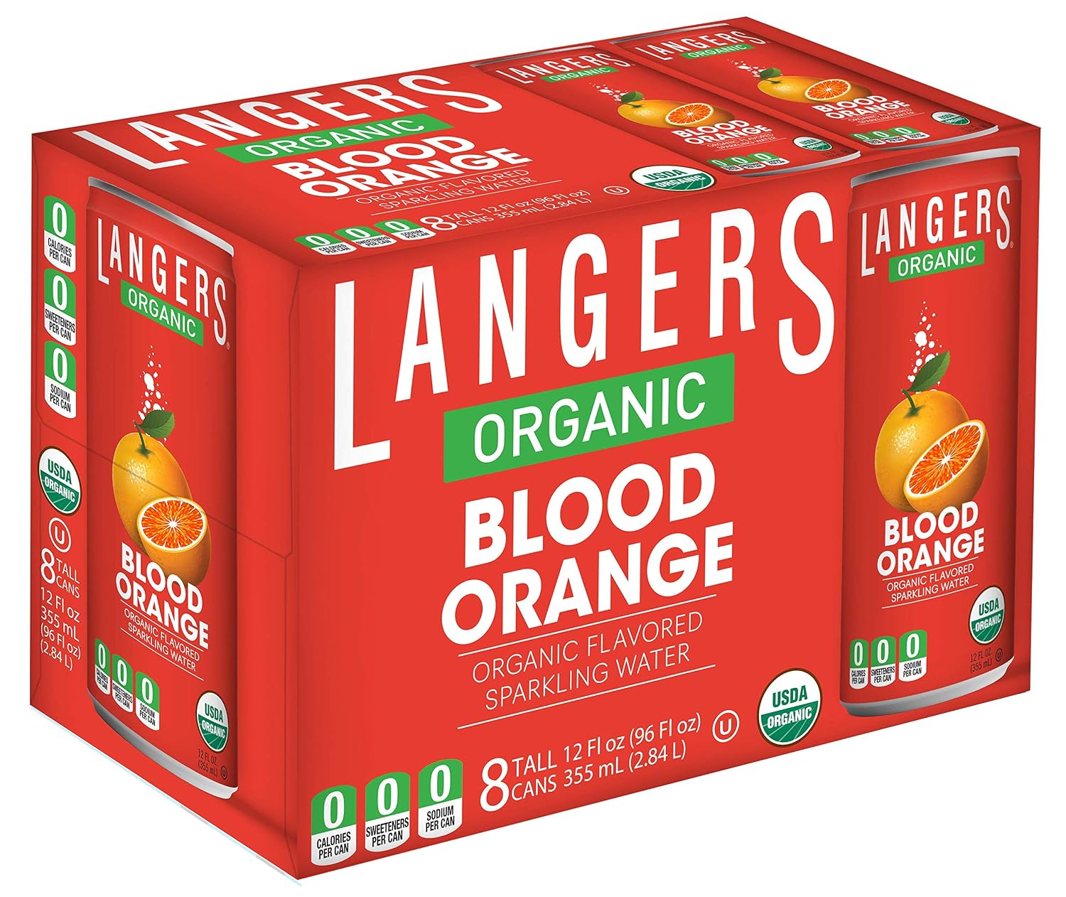Langers Organic Flavored Sparkling Water, Ginger, 12 Fl Oz (Pack of 8)