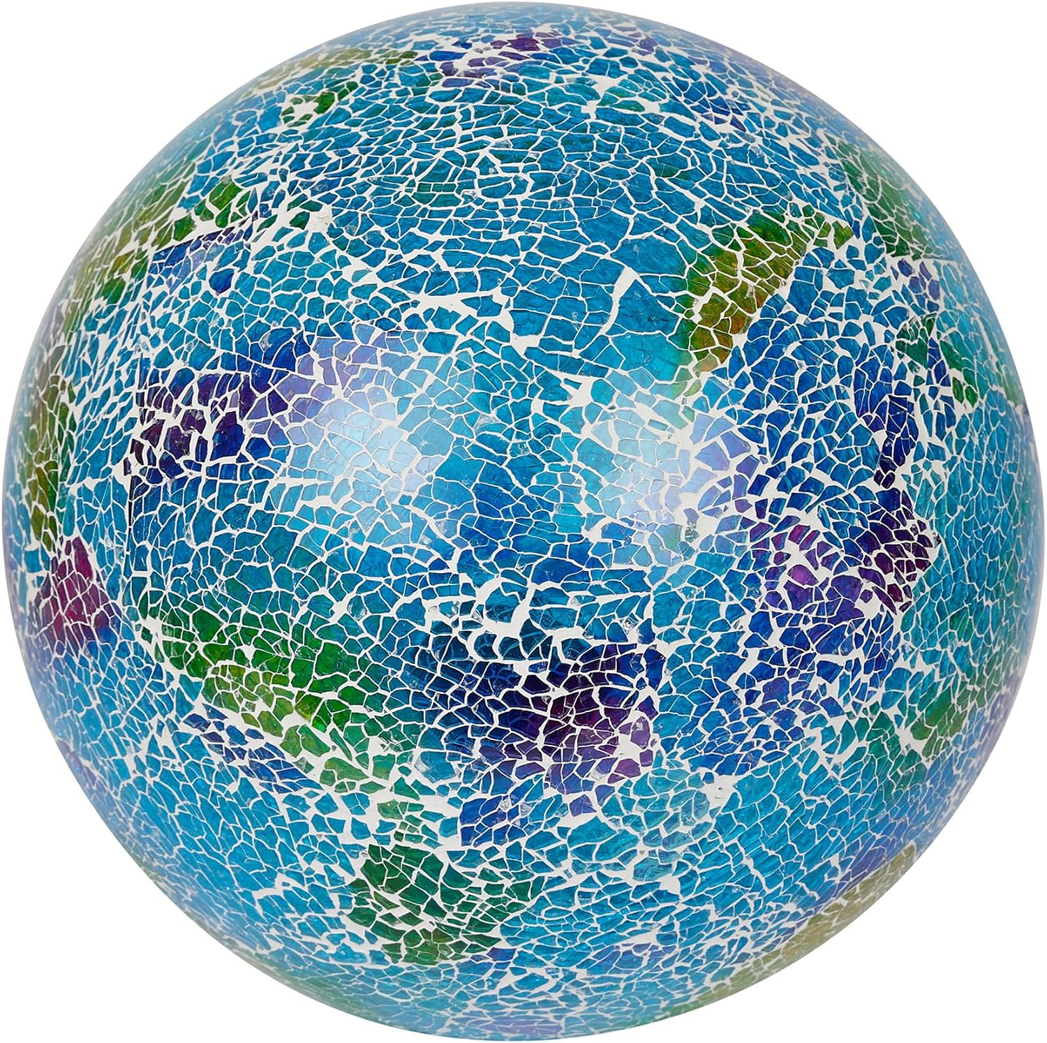 Alpine Corporation 10" Diameter Indoor/Outdoor Glass Mosaic Gazing Globe Yard Decoration, Purple Pearlized Petals Design