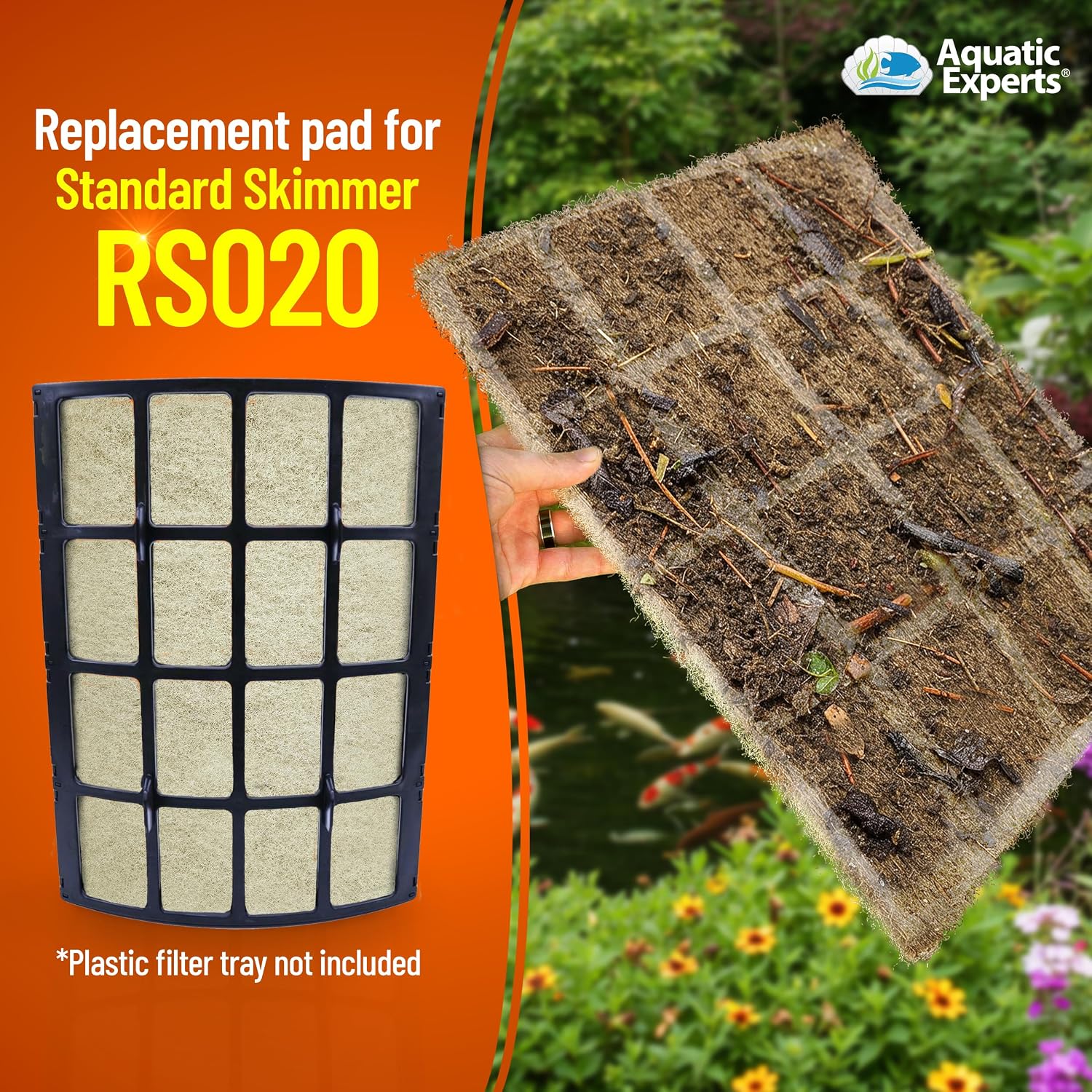 Aquatic Experts Cream COARSE Pond Filter Pad - 2 inch Thick - Bulk Roll Water Garden Filter Pond Media - Made in USA, (12" x 36")