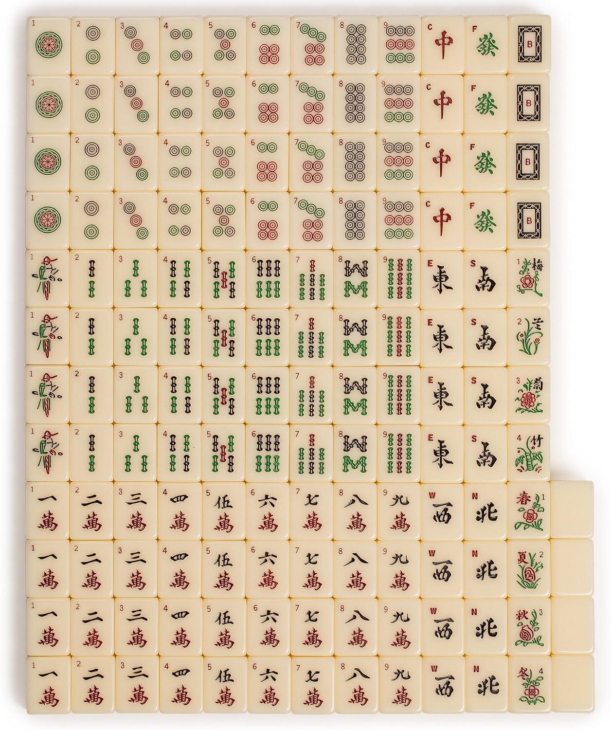 Yellow Mountain Imports Classic Chinese Mahjong Game Set, Emerald with 148 Medium-Size Translucent Green Tiles and Wooden Case