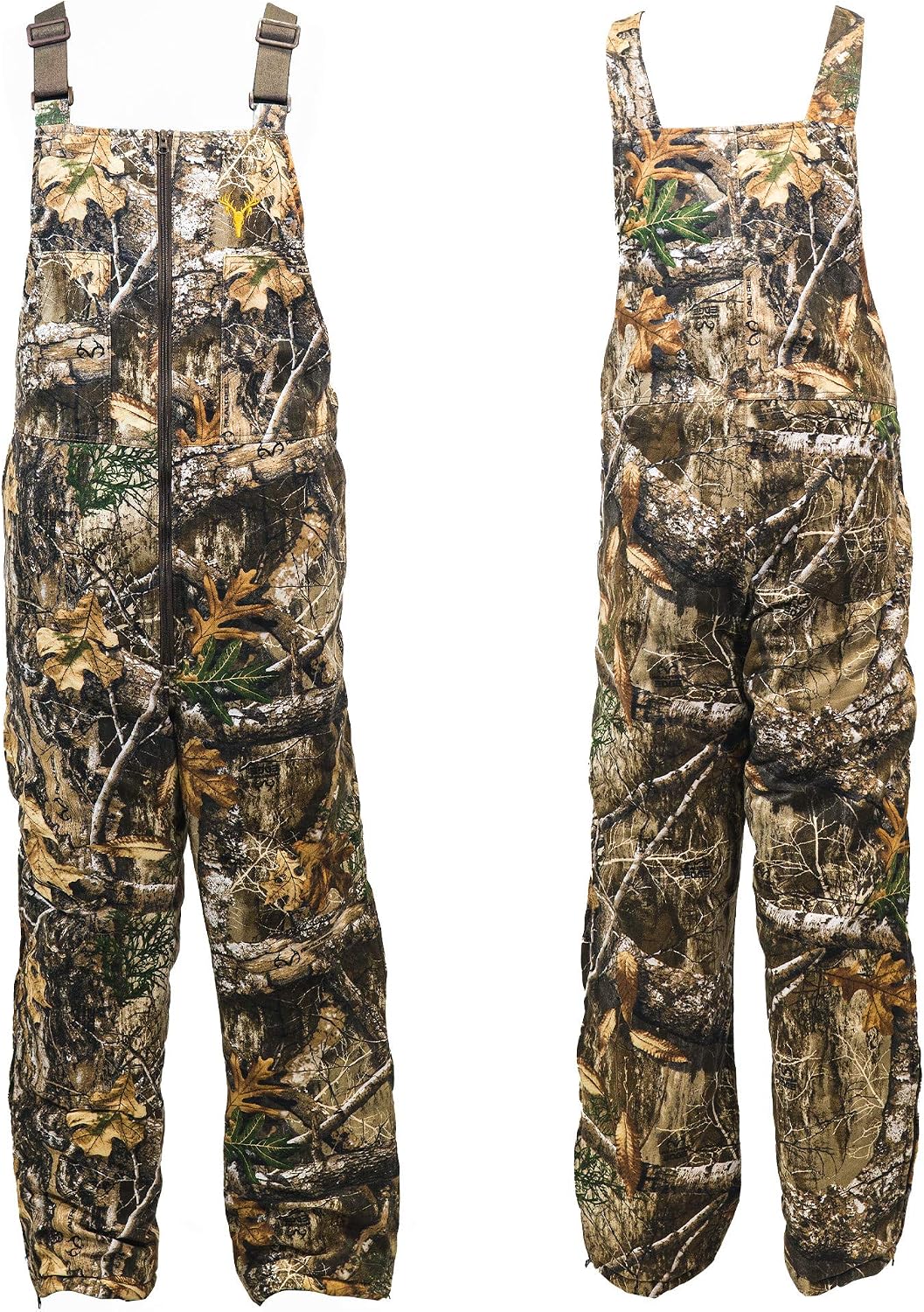 HOT SHOT Men’s Insulated Camo Bib, Ultra-Quiet Adjustable Overalls, Cold Weather Hunting Coveralls for Men