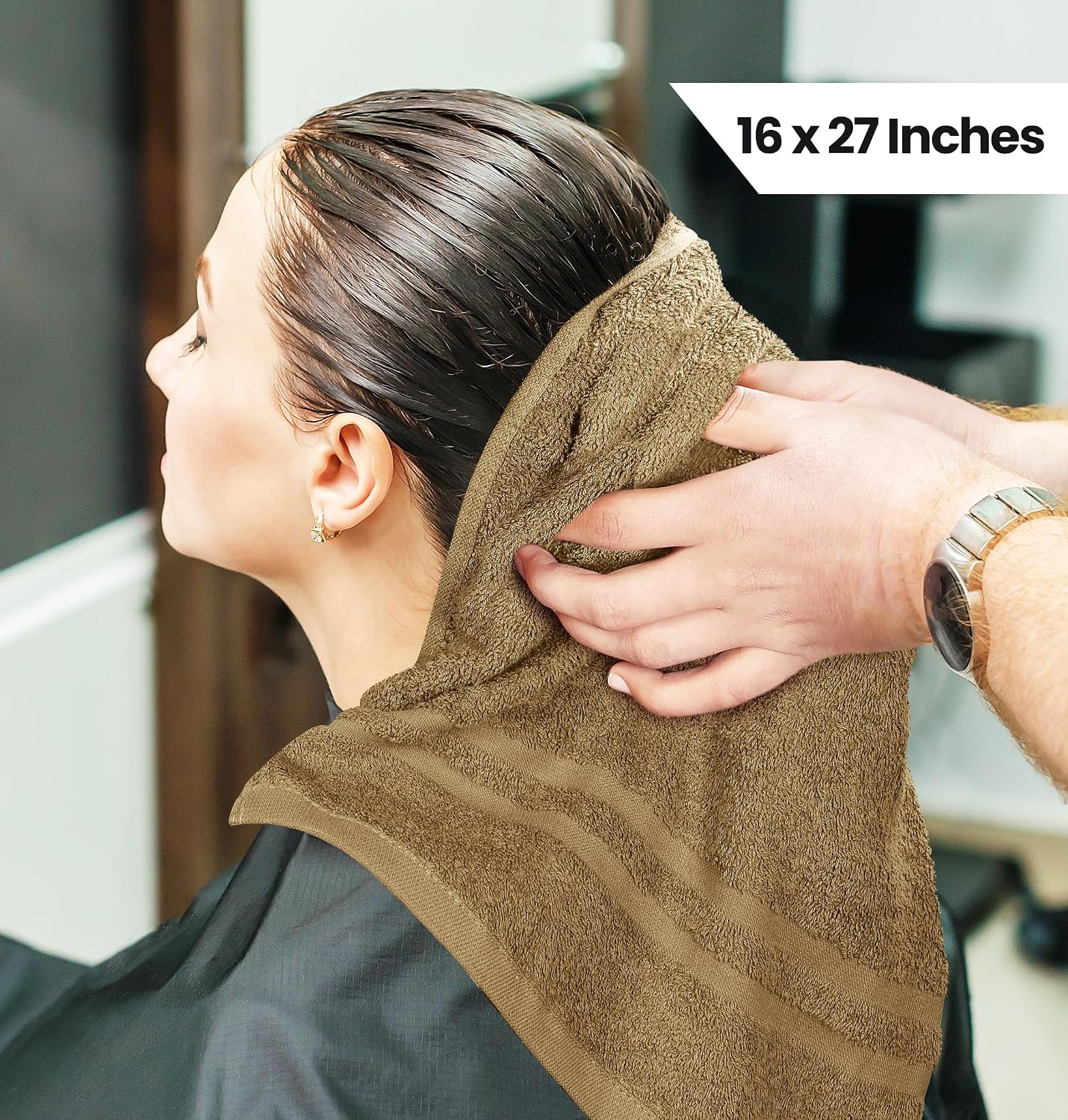 Utopia Towels Bleach Proof Salon Towels, Pack of 24, 16x27 in, Black | Bleach Safe 100% Cotton Salon Towels - Super Absorbent, Durable Ideal for Salon