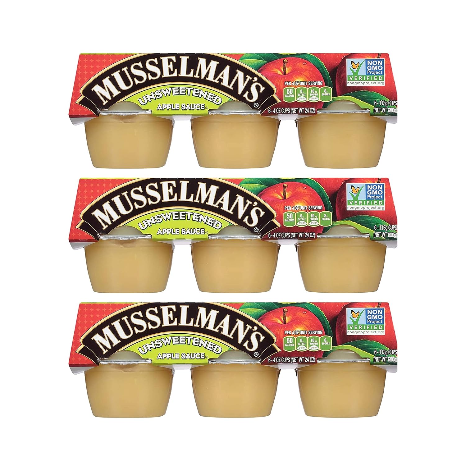 Musselman's Unsweetened Apple Sauce (3 Pack, Total of 72oz)