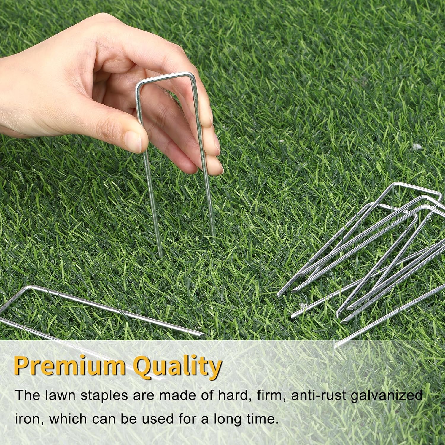 HongWay 240 Pack Landscape Staples 6 Inch, Galvanized Garden Stakes
