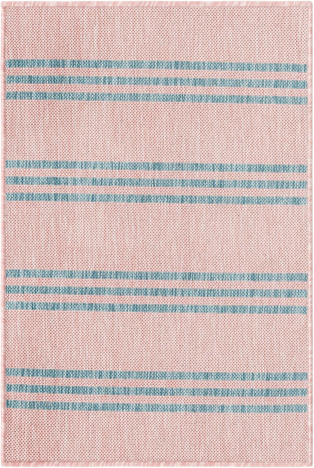 Unique Loom Outdoor Collection Area Rug - Anguilla (9' x 12' Rectangle, Blue/ Ivory)