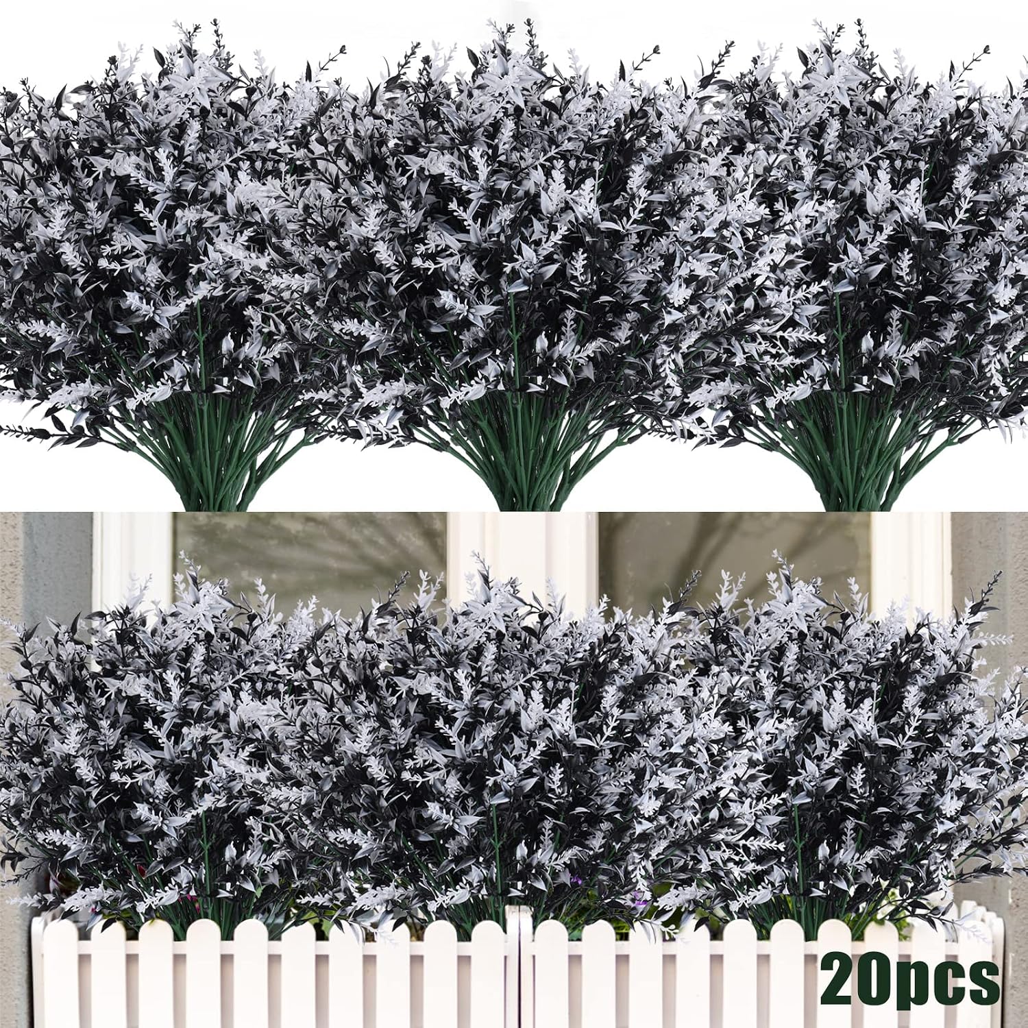 RECUTMS Artificial Greenery Lavender Fake Shrubs Flowers 8 Pcs UV Resistant