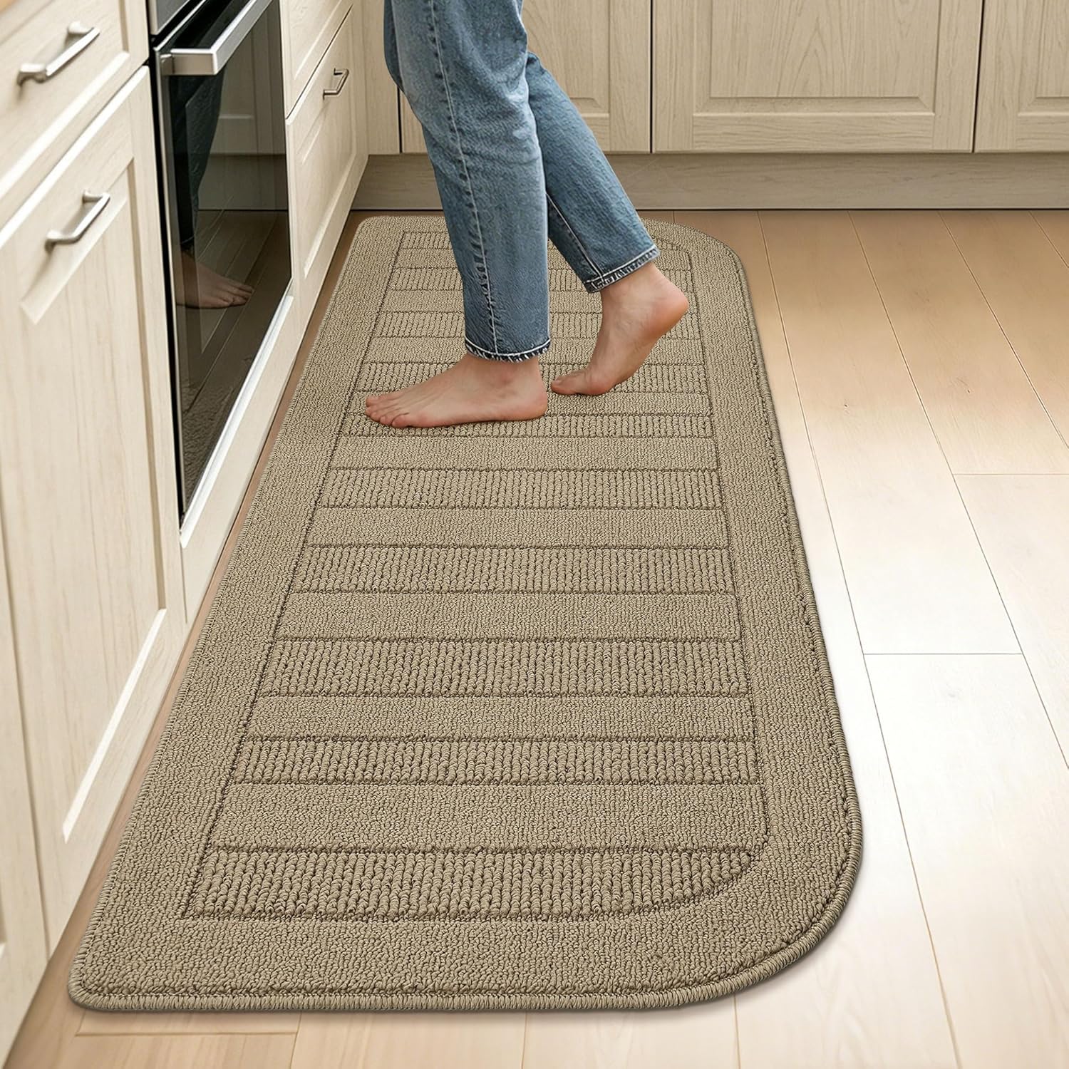 BEQHAUSE 30x18 Inch Kitchen Rugs Non Slip Washable Kitchen Sink Rug, Green
