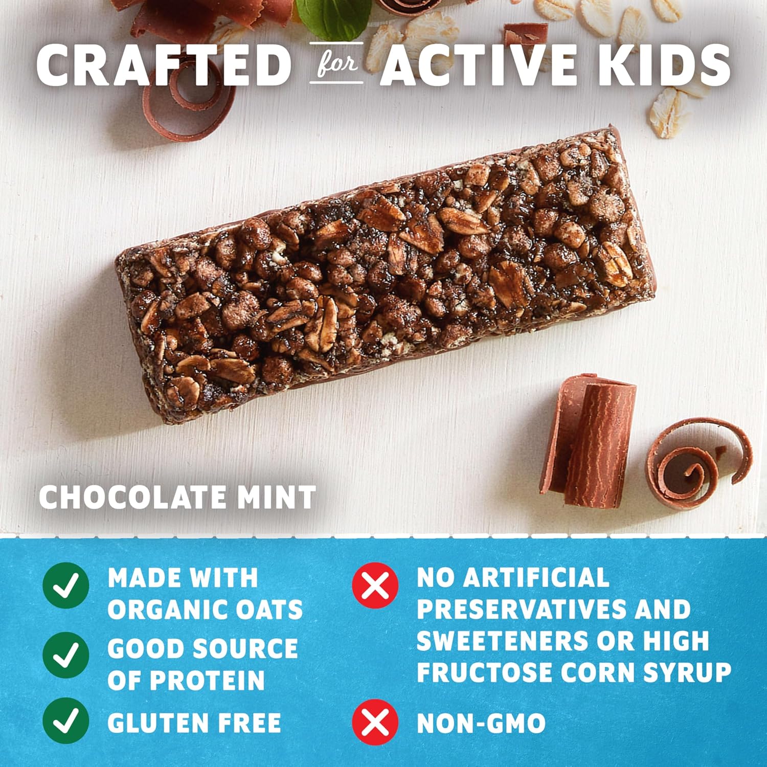 Zbar Protein Chocolate Mint Snack Bars, Gluten Free Protein Bars, 15ct | 5g Protein, Gluten Free, Made with Organic Oats