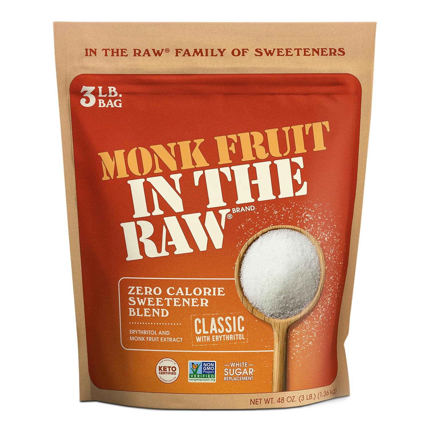 Monk Fruit In The Raw, Sweetener Bag, 1 LB