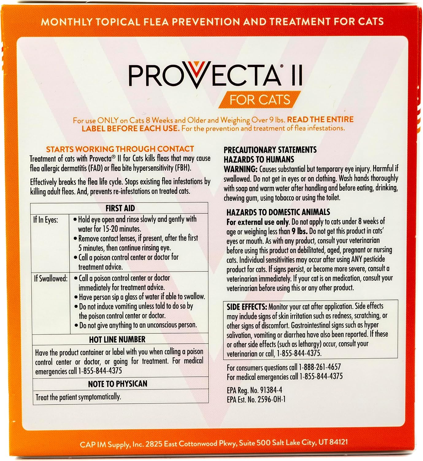 PROVECTA® II for Large Cats (Over 9 lbs) Flea Topical Treatment, 4-Month Supply