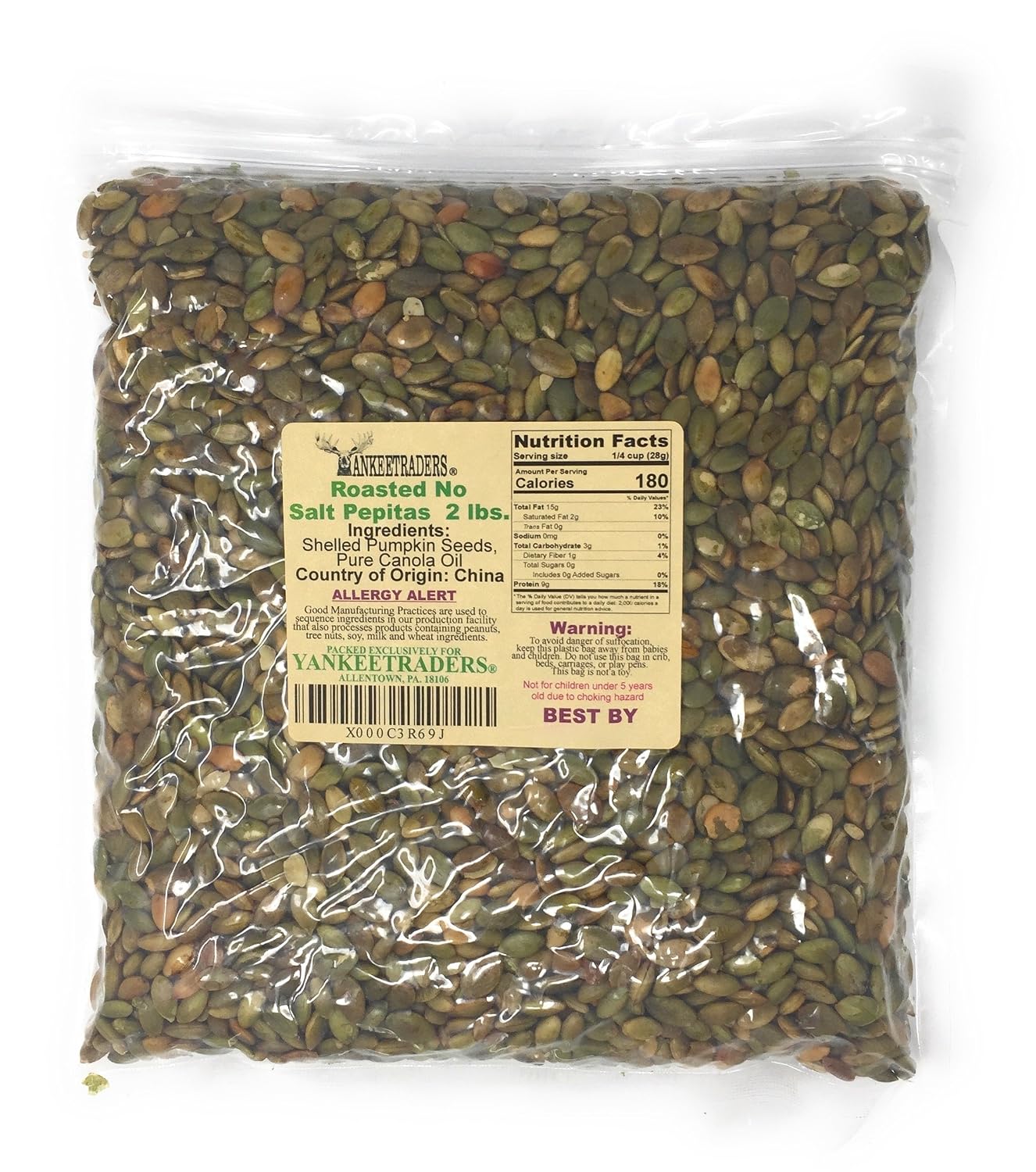Pepita/Pumpkin Seeds - Roasted/No Salt Added ~ 2 Lbs