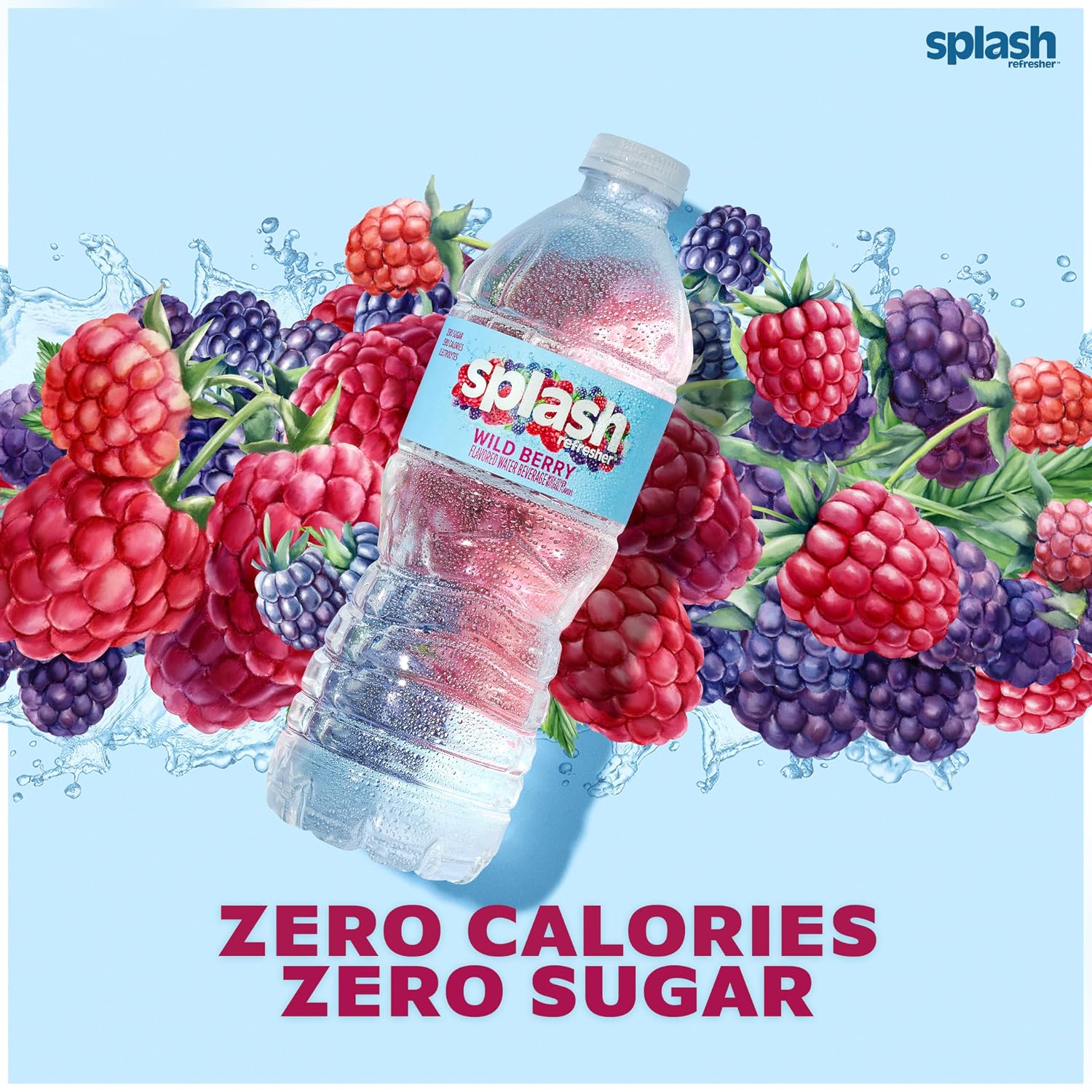 SPLASH REFRESHER Flavored Water Bottles, Mandarin Orange - 6 Pack | Refreshing Flavored Bottled Water with Electrolytes - Zero Sugar & Zero Calories - 16.9 Fl Oz