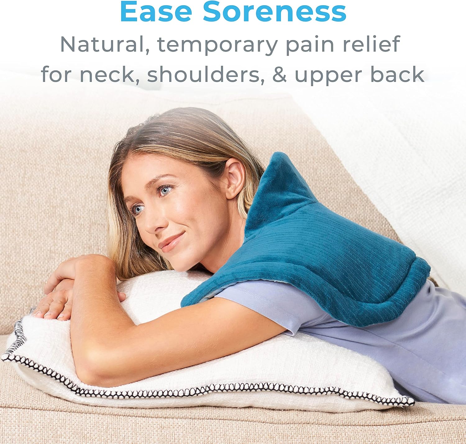 Pure Enrichment PureRelief Neck & Shoulder Heating Pad - 4 Heat Settings, Auto Shut-Off, Universal Fit, Magnet Closure, Soft Micromink, Storage Bag, 5-Year Warranty, Machine Wash (Turquoise Blue)