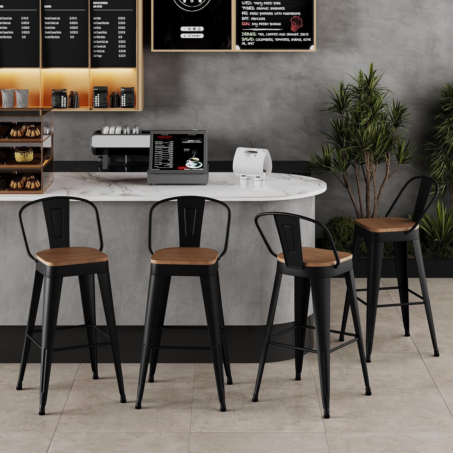 Aklaus Metal Bar Stools Set of 4