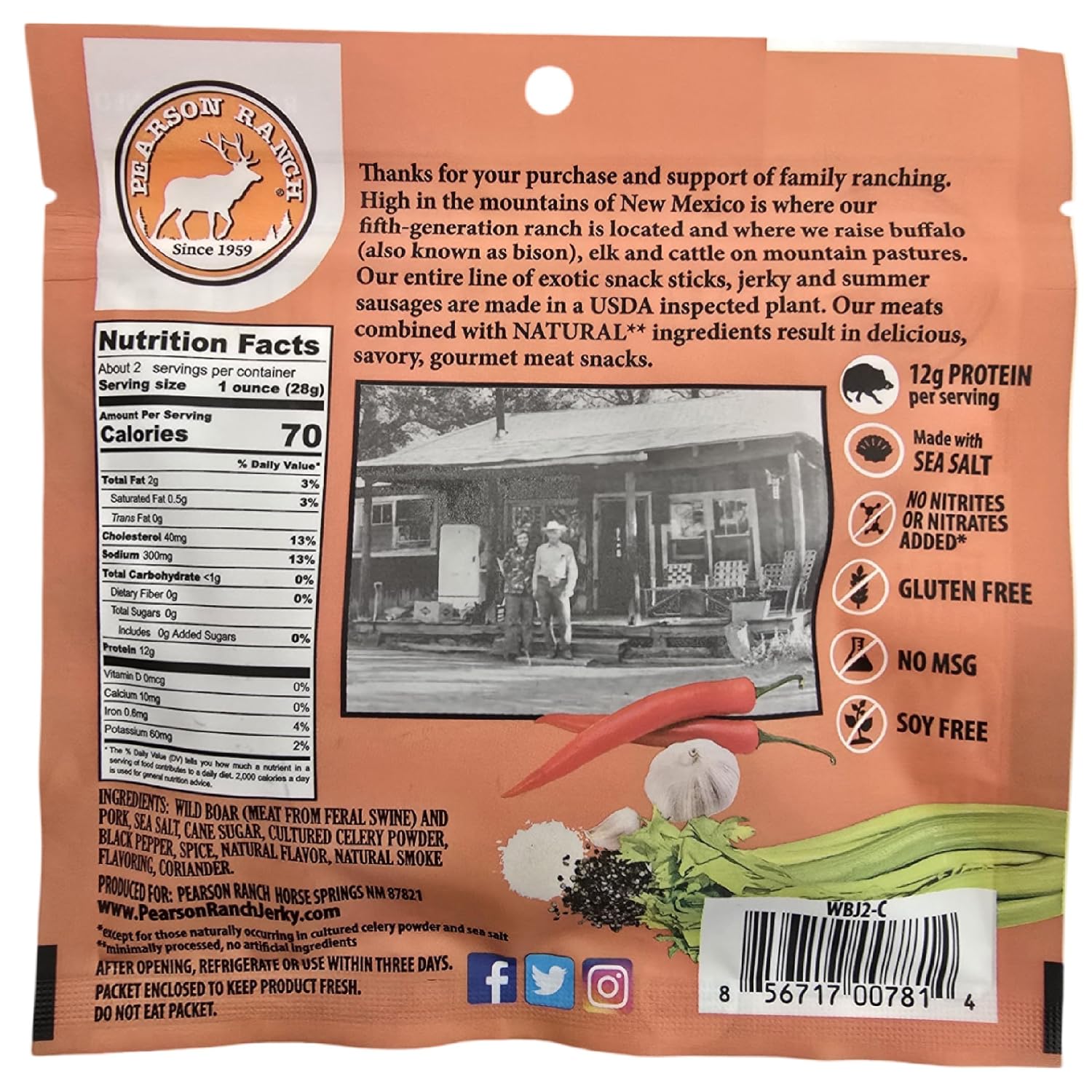 Pearson Ranch Wild Grass Fed Game Variety Pack of 4-2.1oz Bags - Venison, Elk, Buffalo, & Wild Boar - Gluten-Free, MSG-Free, Paleo and Keto Friendly