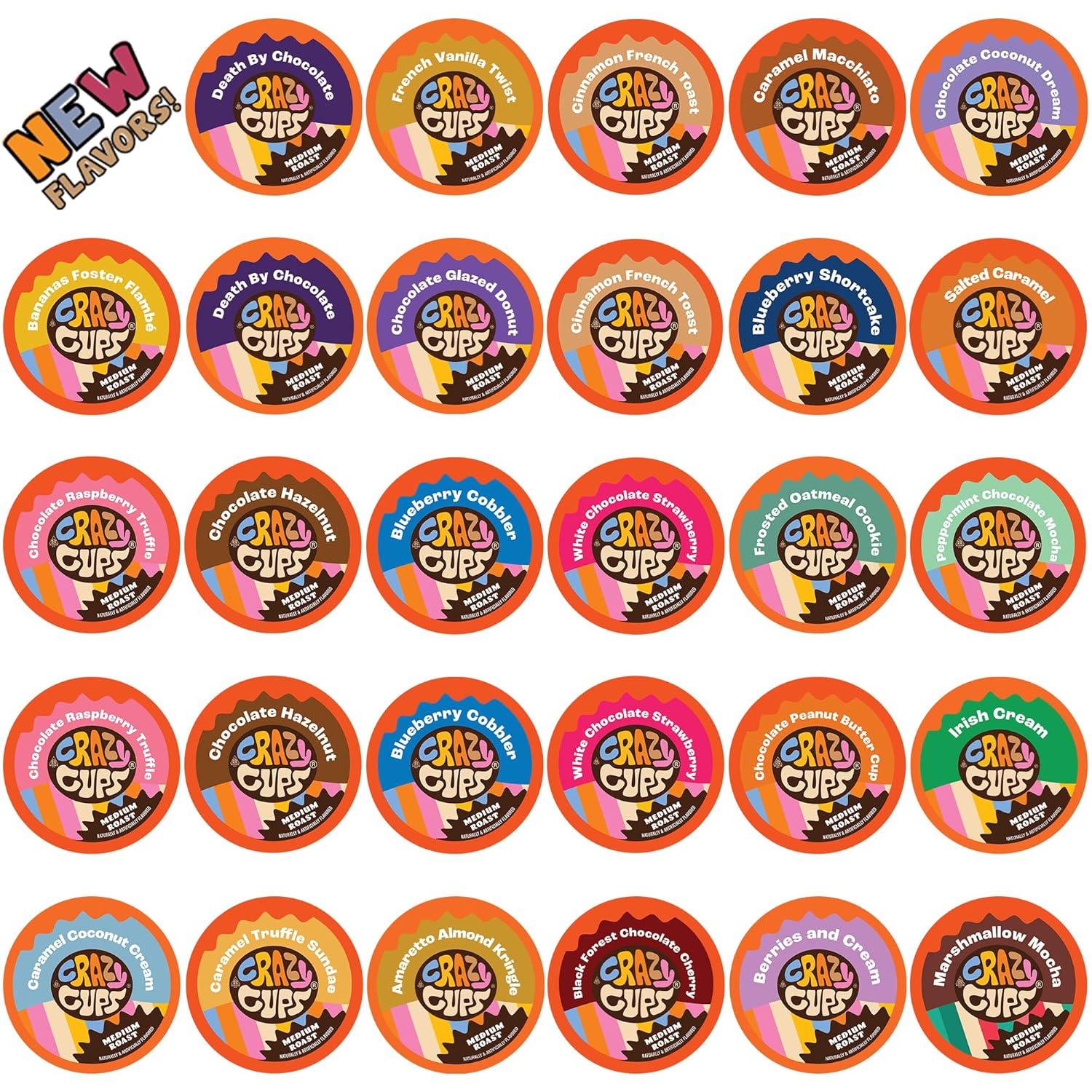 Crazy Cups Seasonal Premium Hot Chocolate Single Serve Cups for Keurig K Cup Brewers Variety Pack Sampler, 40 Count