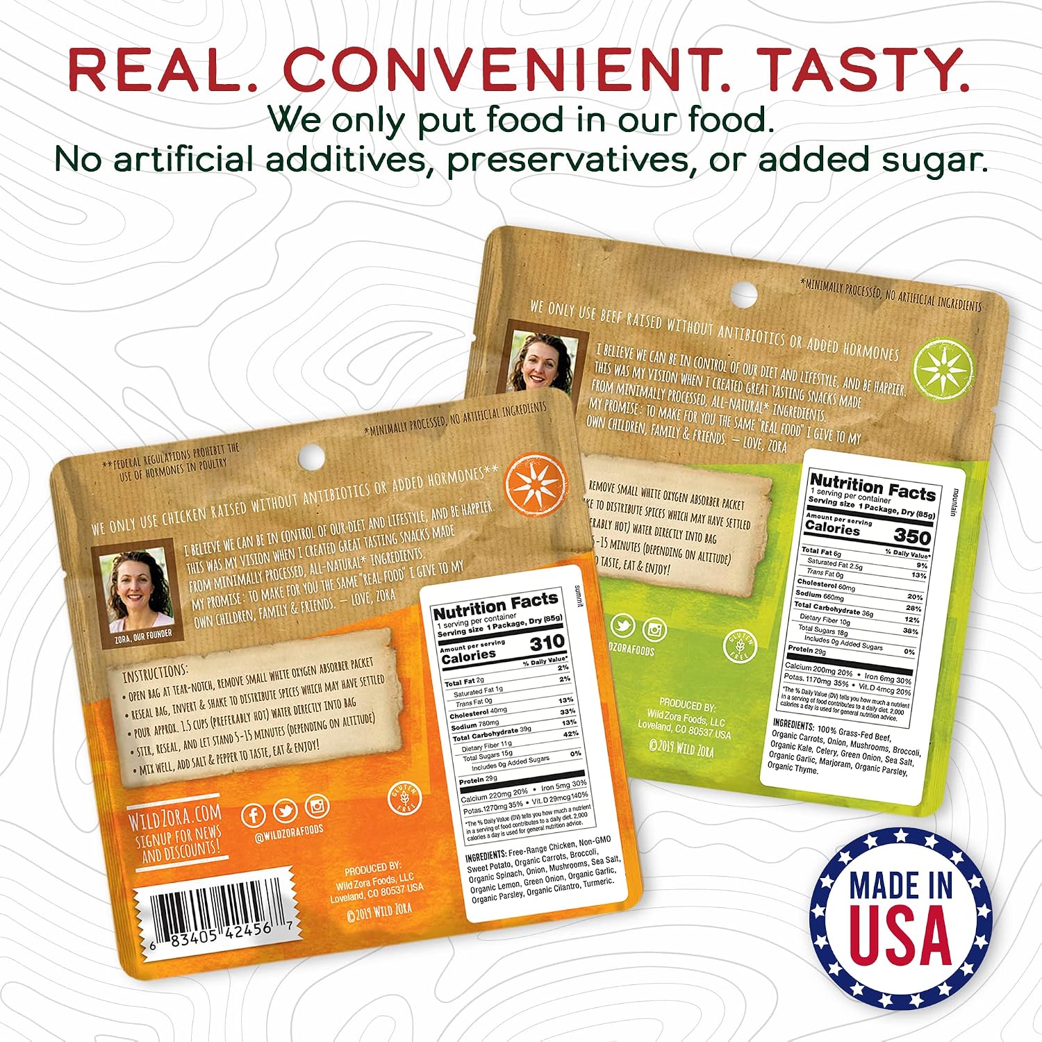 Wild Zora Paleo Freeze Dried Meals for Backpacking & Camping - Healthy Gluten Free & Grain Free Camping Meals/Backpacking Food + No Added Sugar - Great for Travel (Cliffside Coconut Berry 2-Pack)