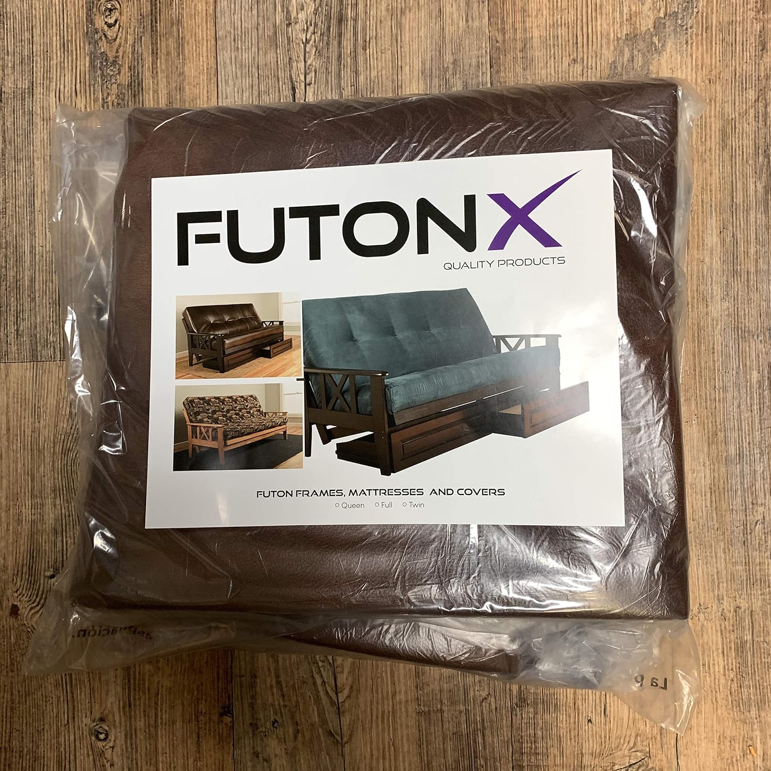 Full Size Camel Futon Cover Only Bonded Leather Premium Collection Fits 6-8 inch Futons Mattress (Havana)