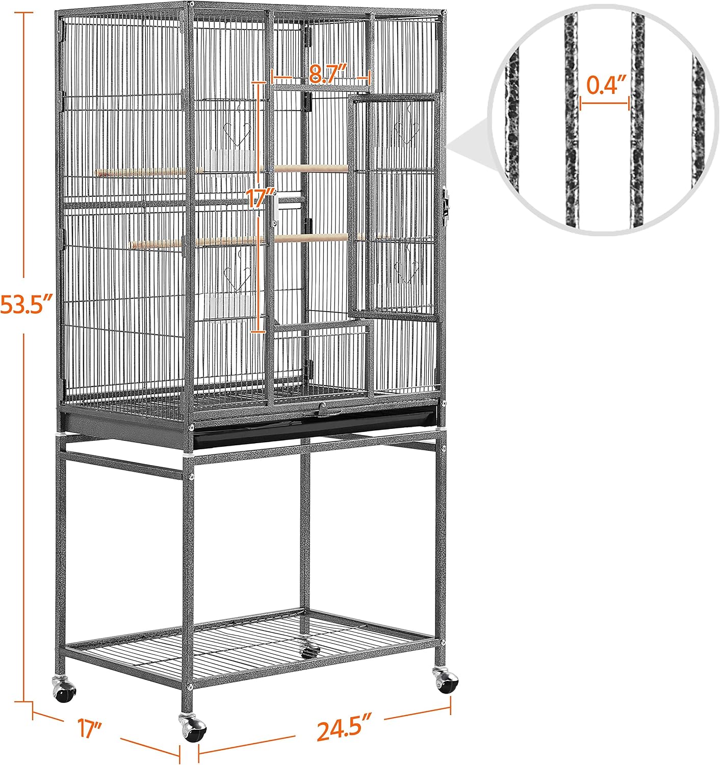 Yaheetech Wrought Iron Extra Large Bird Parakeet Cage with Detachable Stand for Cockatiel Sun Green Cheek Conure Lovebird Budgie Finch Canary Bird