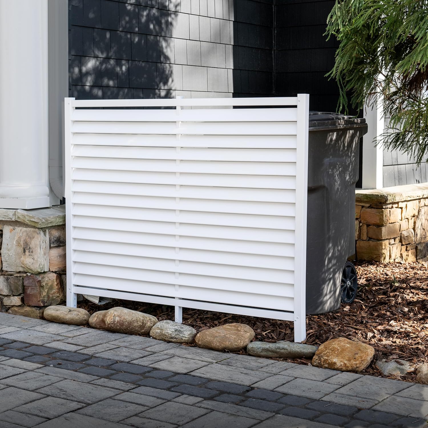 Enclo Wilmington Privacy Screen 2pk, White Vinyl DIY No Dig Kit | 45.5inH x 36.5inW, 2 Panels, ZP19008