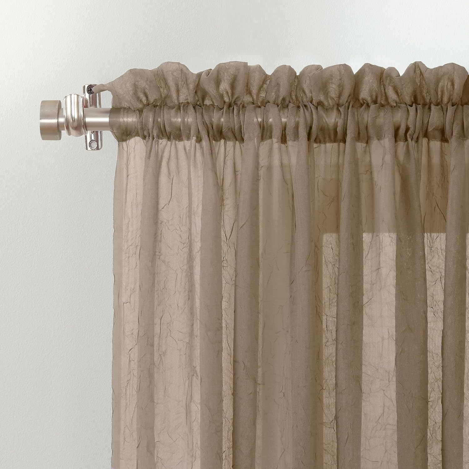 No. 918 Erica Crushed Sheer Voile Rod Pocket Curtain Panel, 51" x 108", Eggshell Off-White