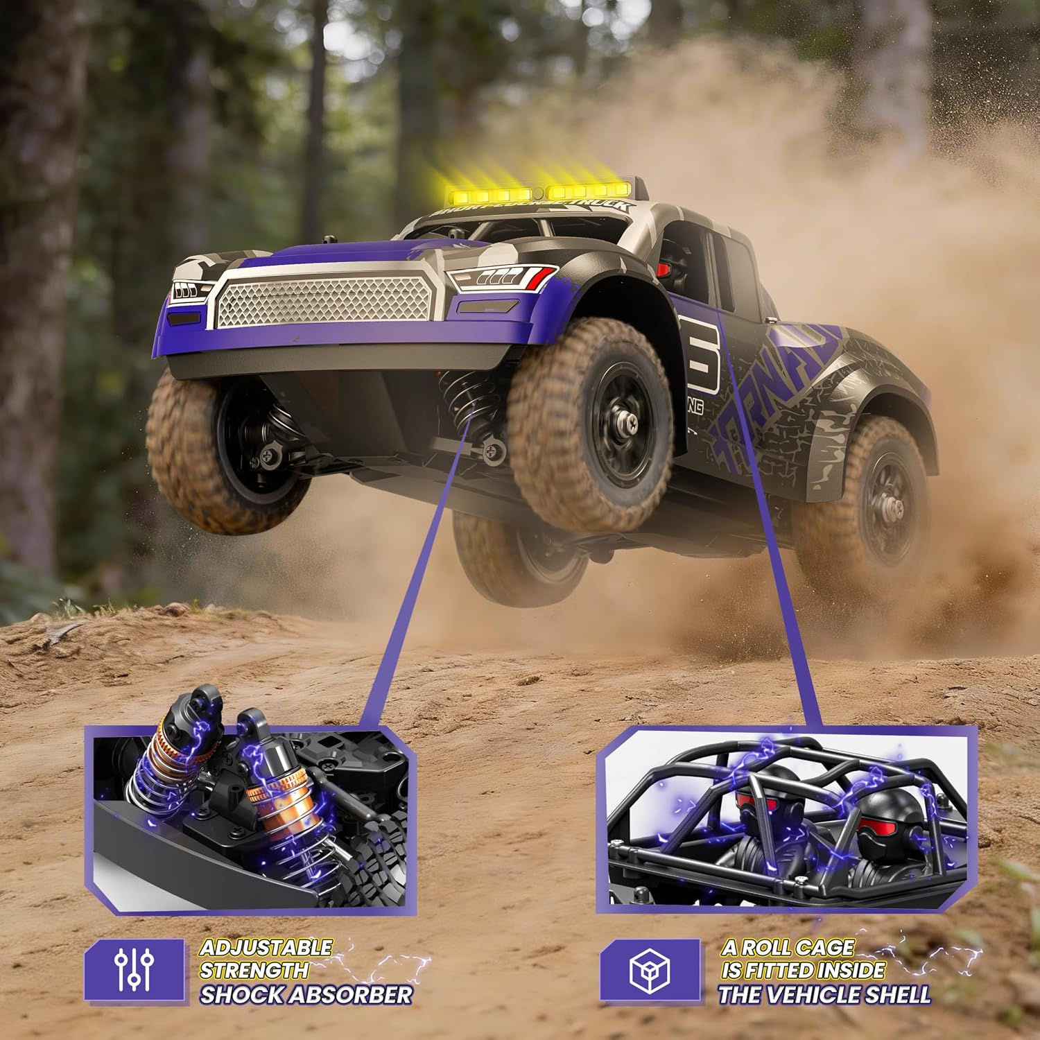 1:14 Scale All Terrain RC Cars for Adults & Boys (HS14323), Max Fast 40+ KPH, 4WD Off-Road RC Truck for Snow & Sand & Mud, 4X4 Waterproof Remote Control Car with 2 Rechargeable Batteries