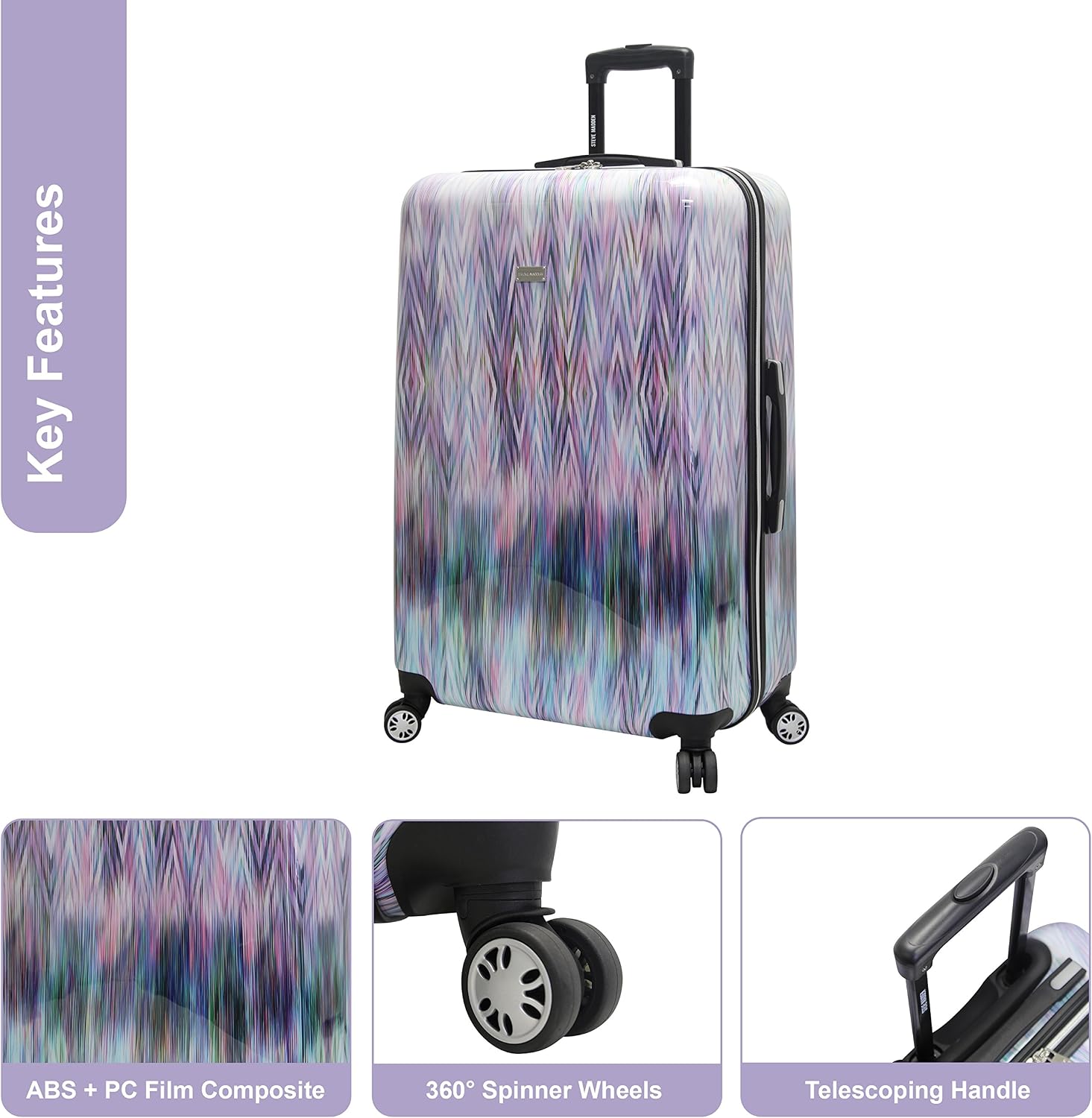 Steve Madden Luggage Collection - 3 Piece Hardside Lightweight Spinner Suitcase Set - Travel Set includes 20 Inch Carry On, 24 inch and 28 Inch Checked Suitcases (Diamond)