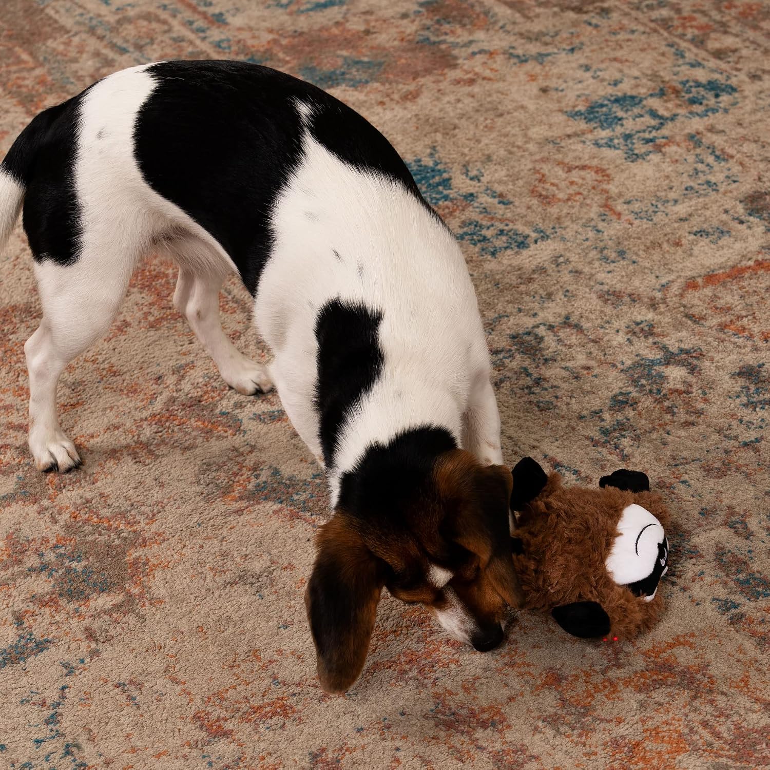 goDog Checkers Just for Me Skinny Cow Squeaky Plush Dog Toy, Chew Guard Technology - White, Mini