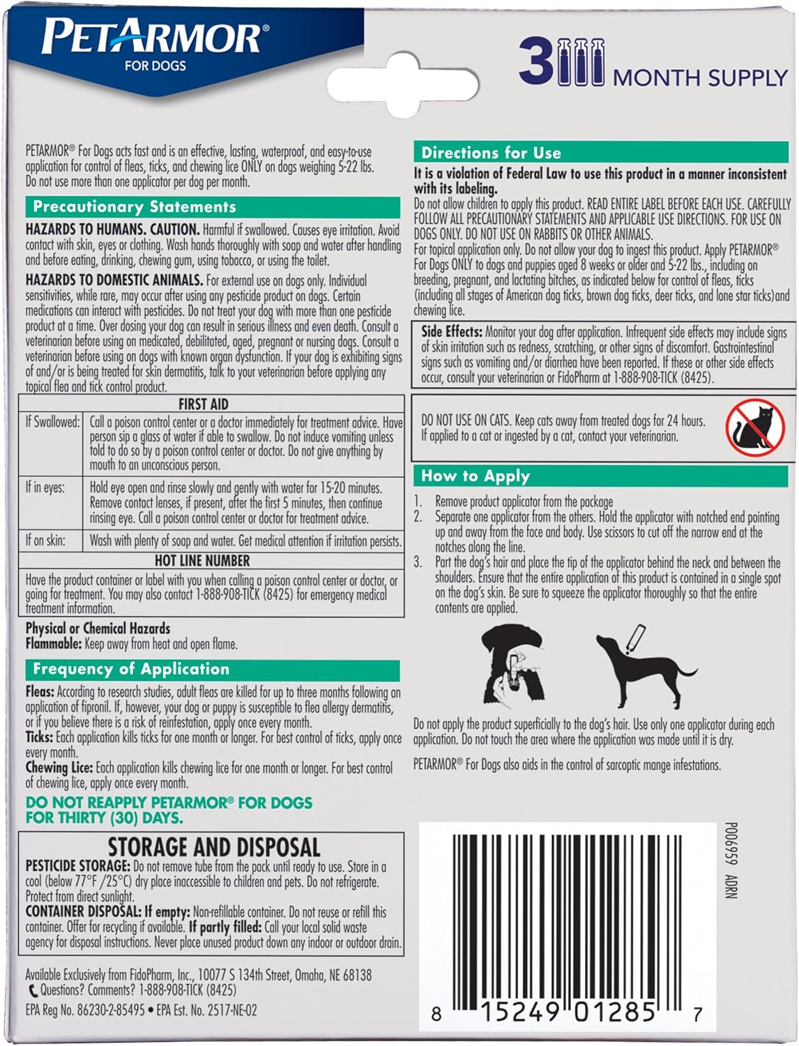 PetArmor Flea & Tick Topical Dogs 45-88 lbs, Fipronil, 3-Month | Ideal for Large Dogs 45-88 lbs; Kills Adult Fleas in 24-48 hrs; 3-month supply; Vet-Quality, No Rx Needed