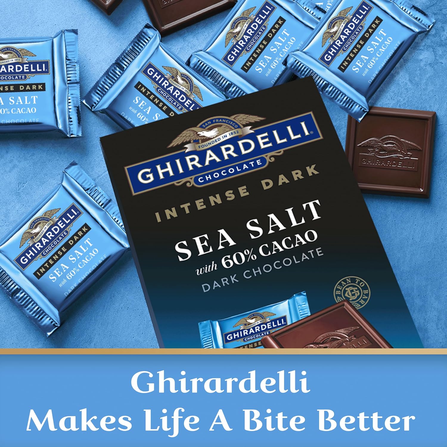 GHIRARDELLI PREMIUM DARK Chocolate Bar, 86% Cacao, 3.17oz Bar, 12 Pack